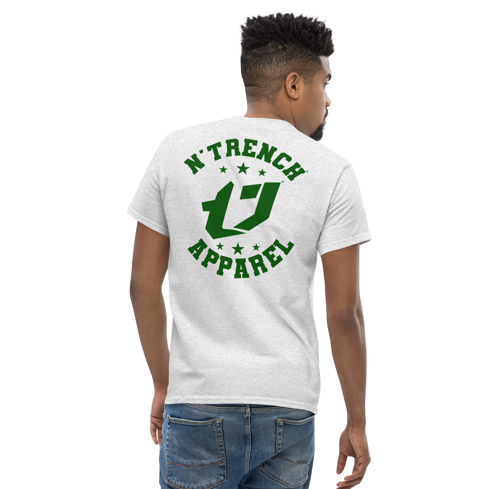N'Trench Apparel Green Lettering Back Design Men/Guys classic tee
