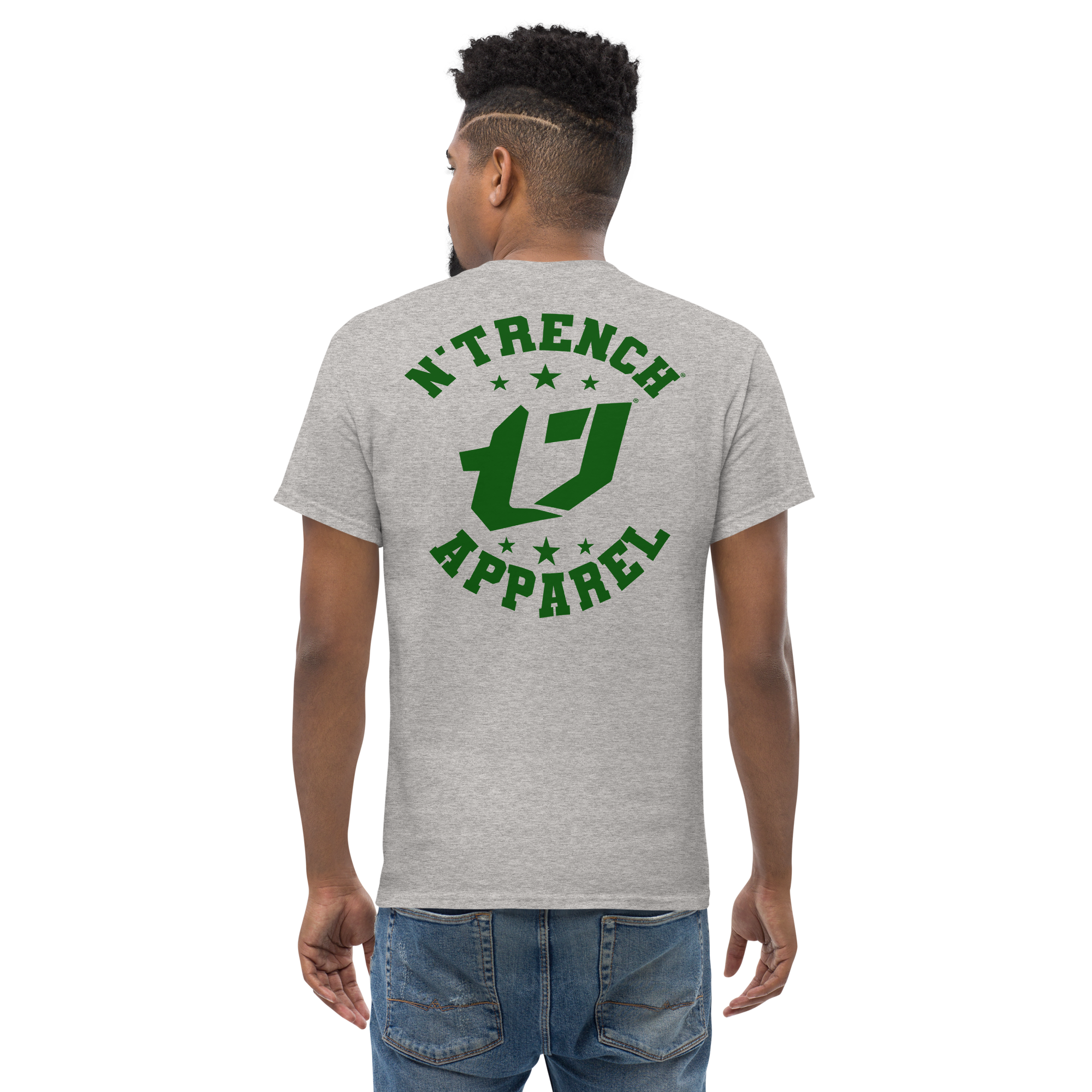 N'Trench Apparel Green Lettering Back Design Men/Guys classic tee
