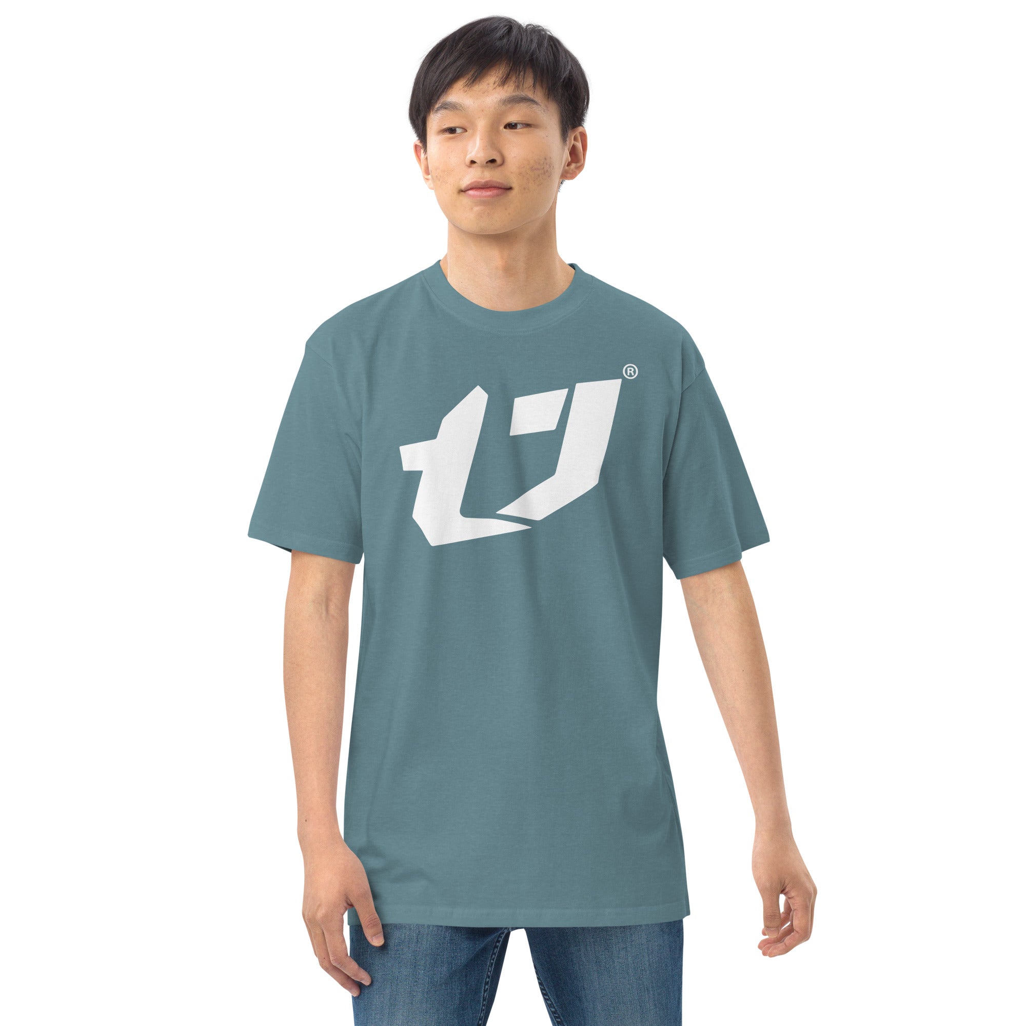 N'Trench Men/Guys Big Logo White premium heavyweight tee