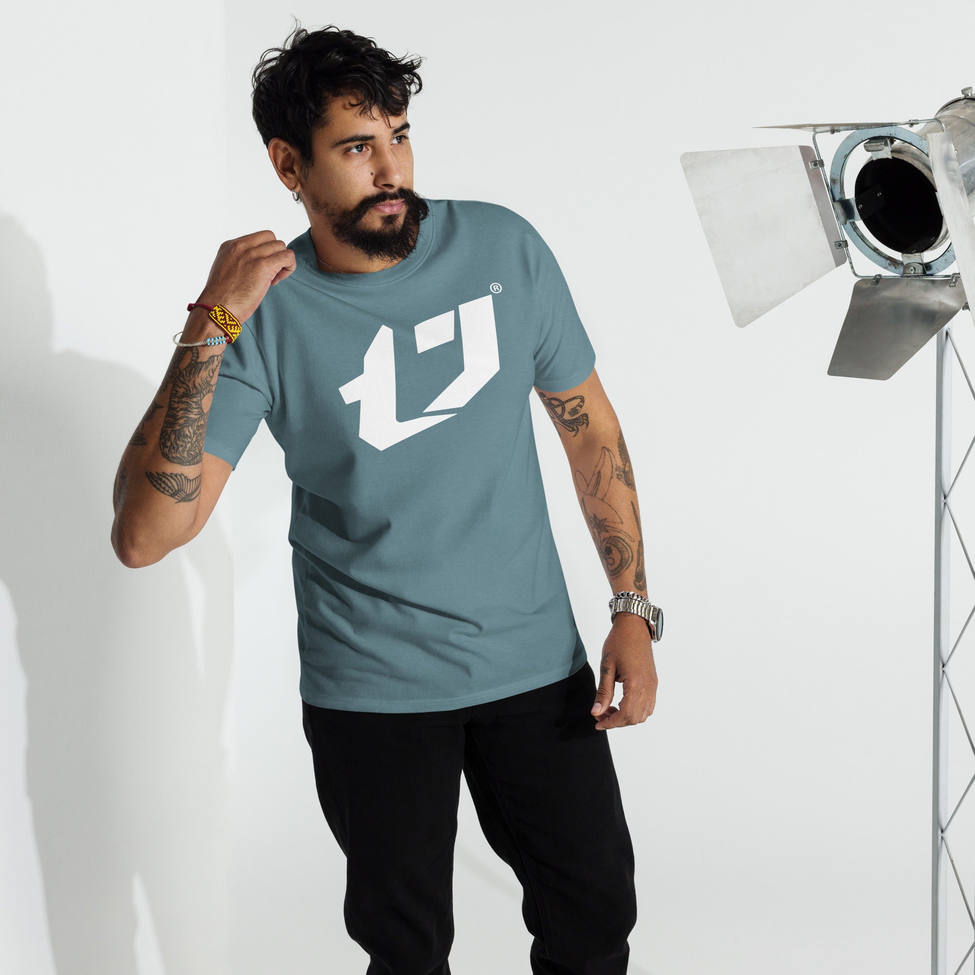 N'Trench Large White Logo Men/Guys premium heavyweight tee