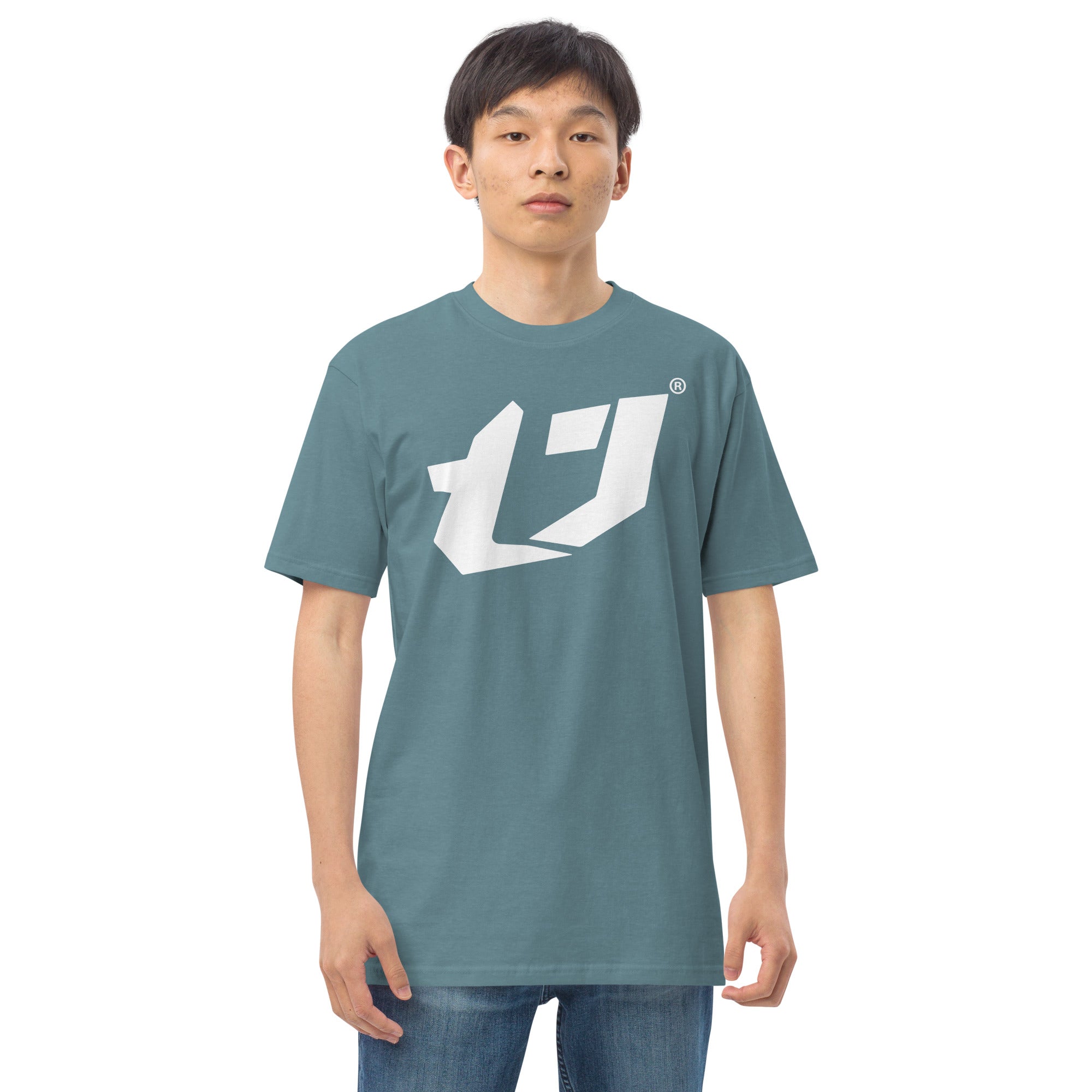 N'Trench Men/Guys Big Logo White premium heavyweight tee