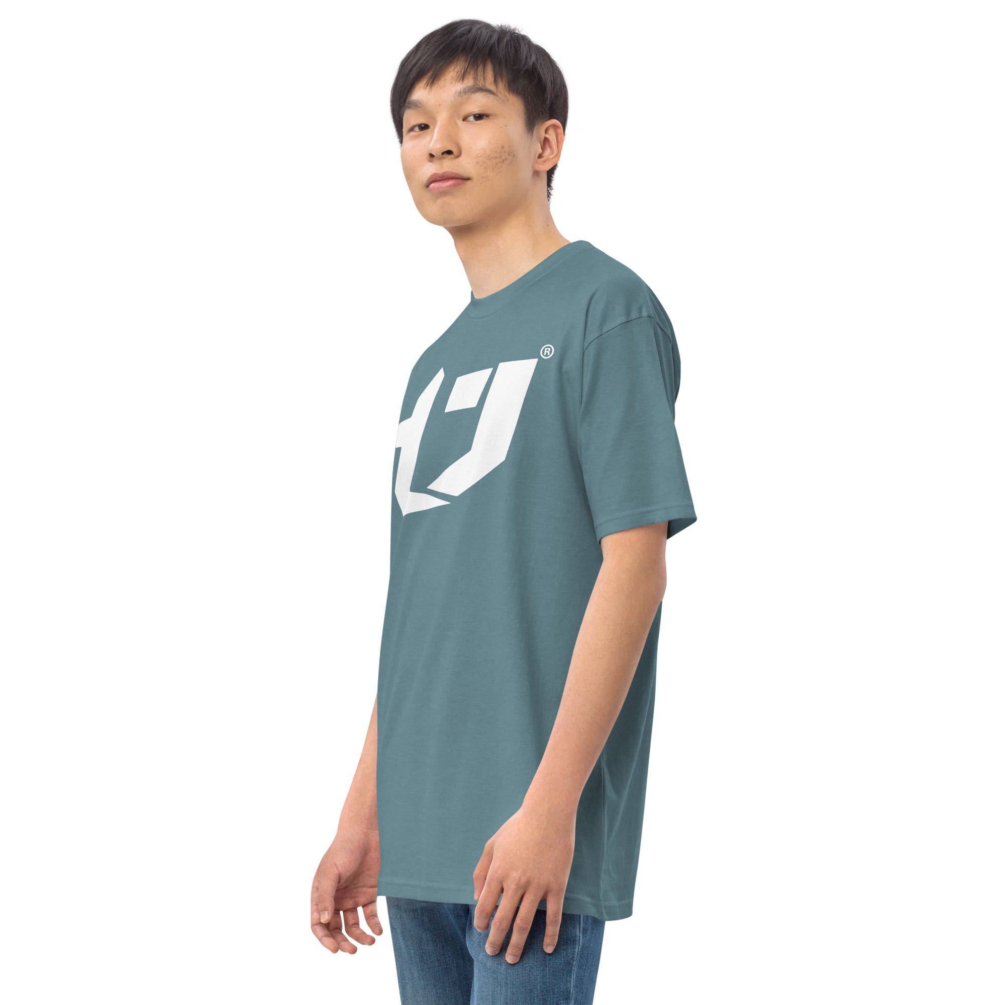 N'Trench Men/Guys Big Logo White premium heavyweight tee