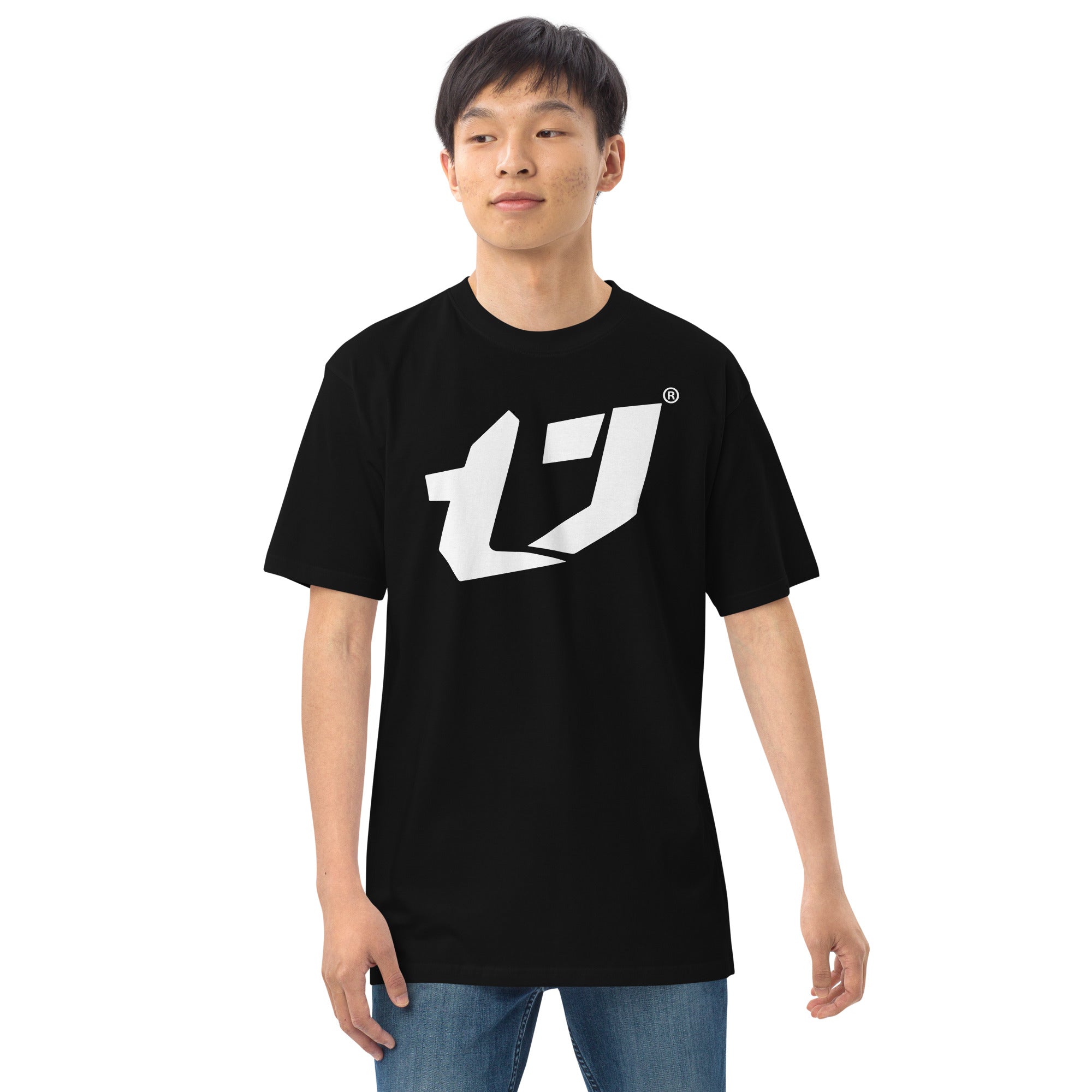 N'Trench Men/Guys Big Logo White premium heavyweight tee