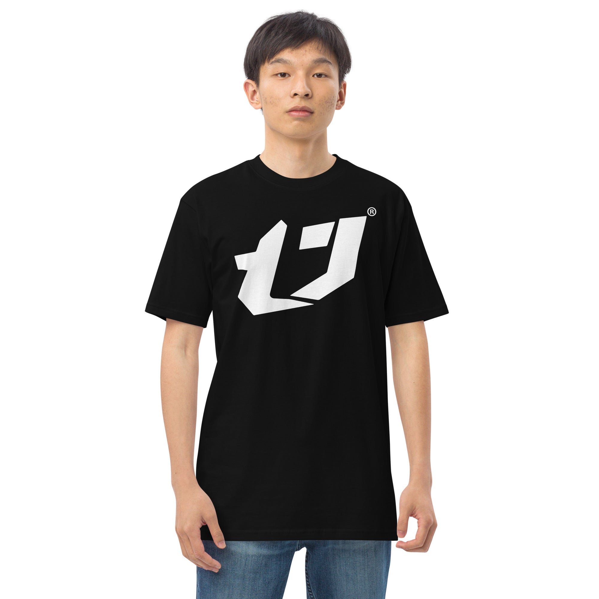 N'Trench Men/Guys Big Logo White premium heavyweight tee