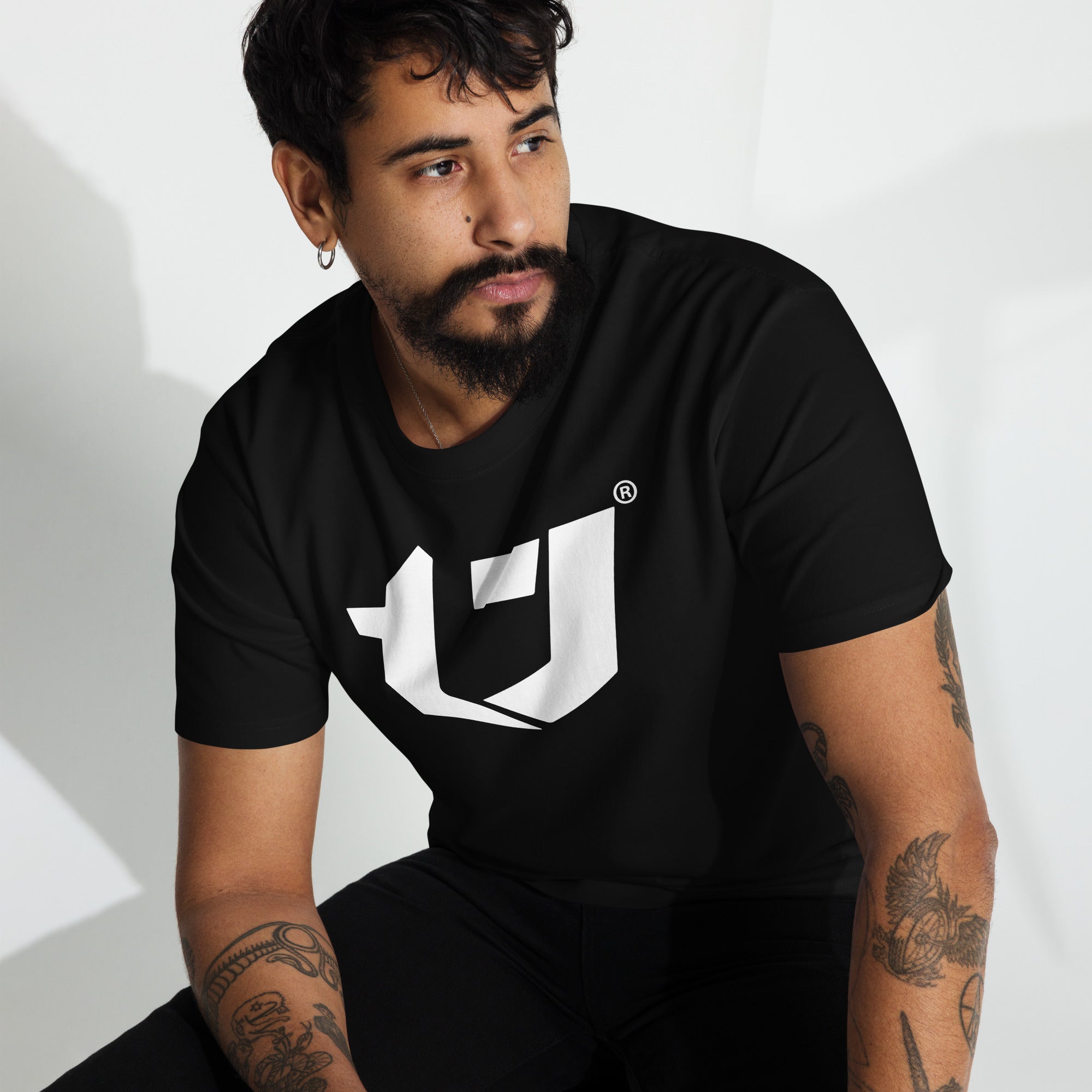 N'Trench Large White Logo Men/Guys premium heavyweight tee