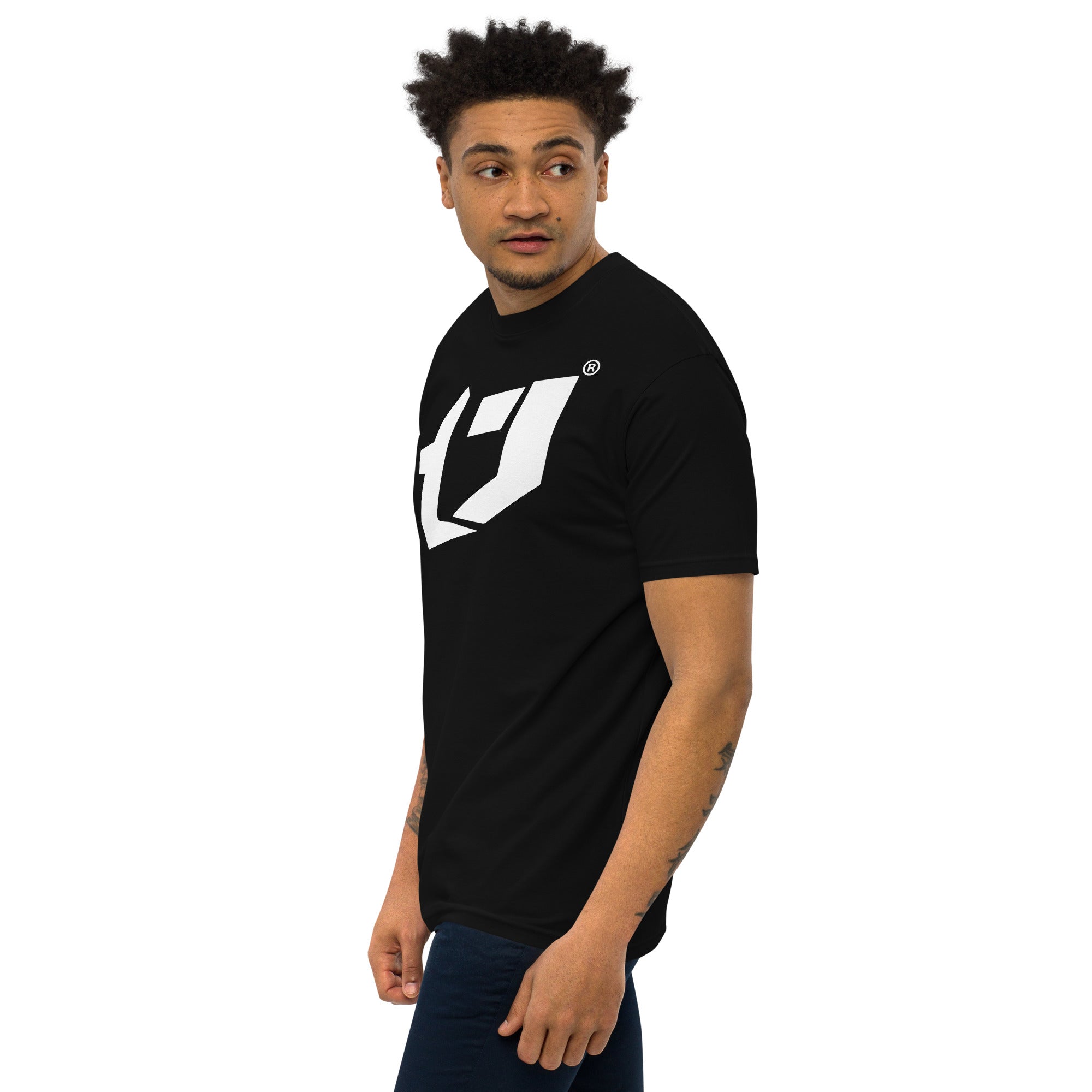 N'Trench Men/Guys Big Logo White premium heavyweight tee