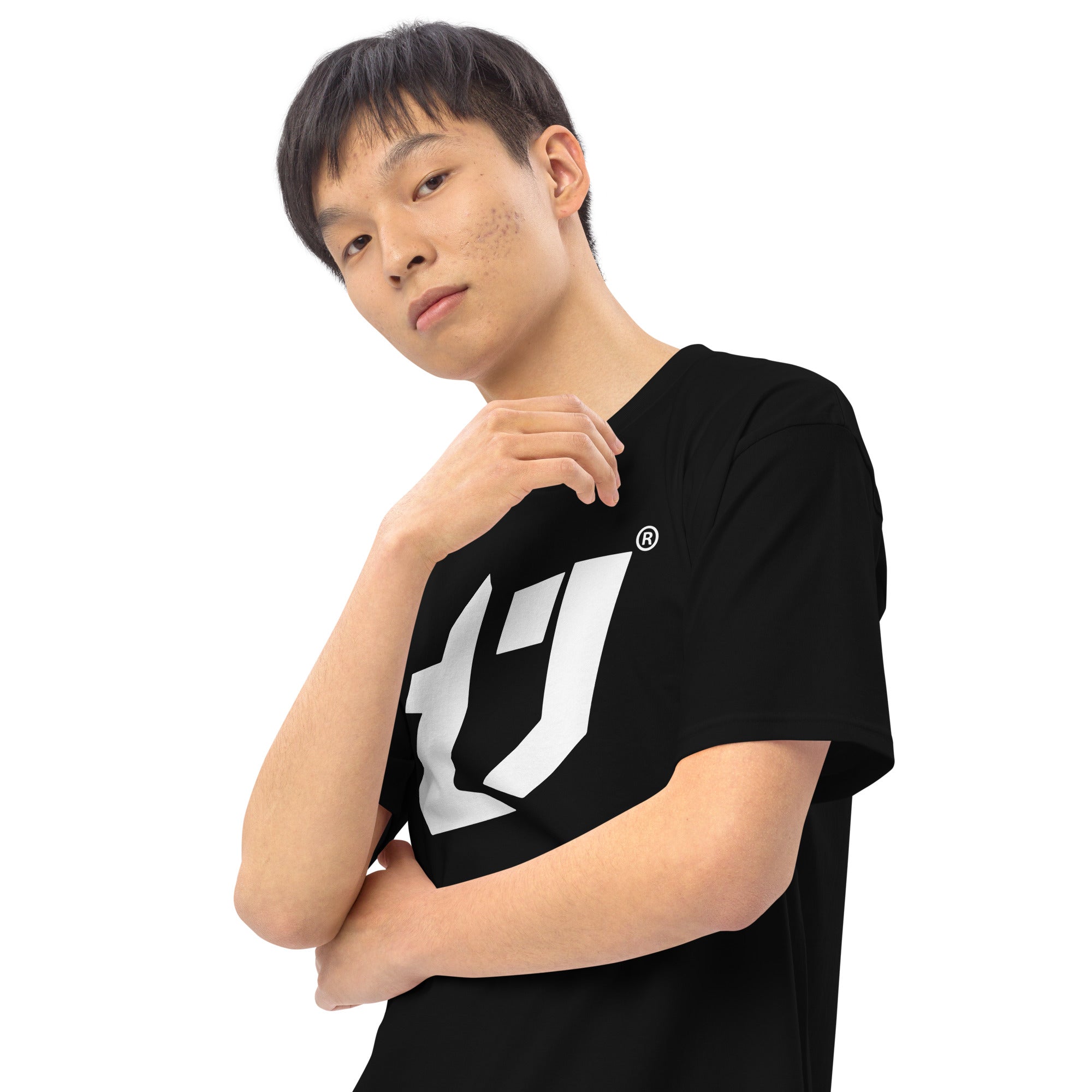 N'Trench Men/Guys Big Logo White premium heavyweight tee