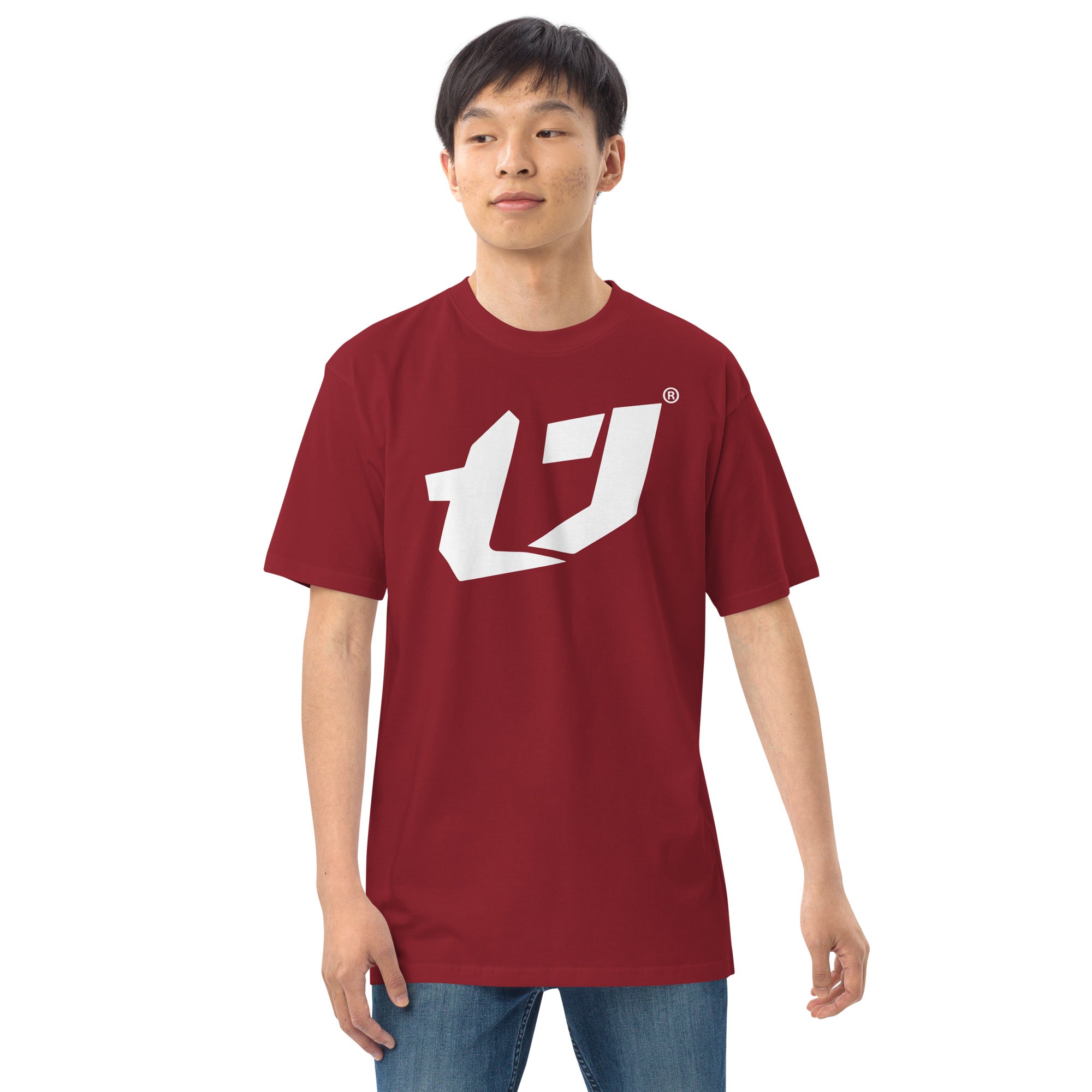 N'Trench Men/Guys Big Logo White premium heavyweight tee