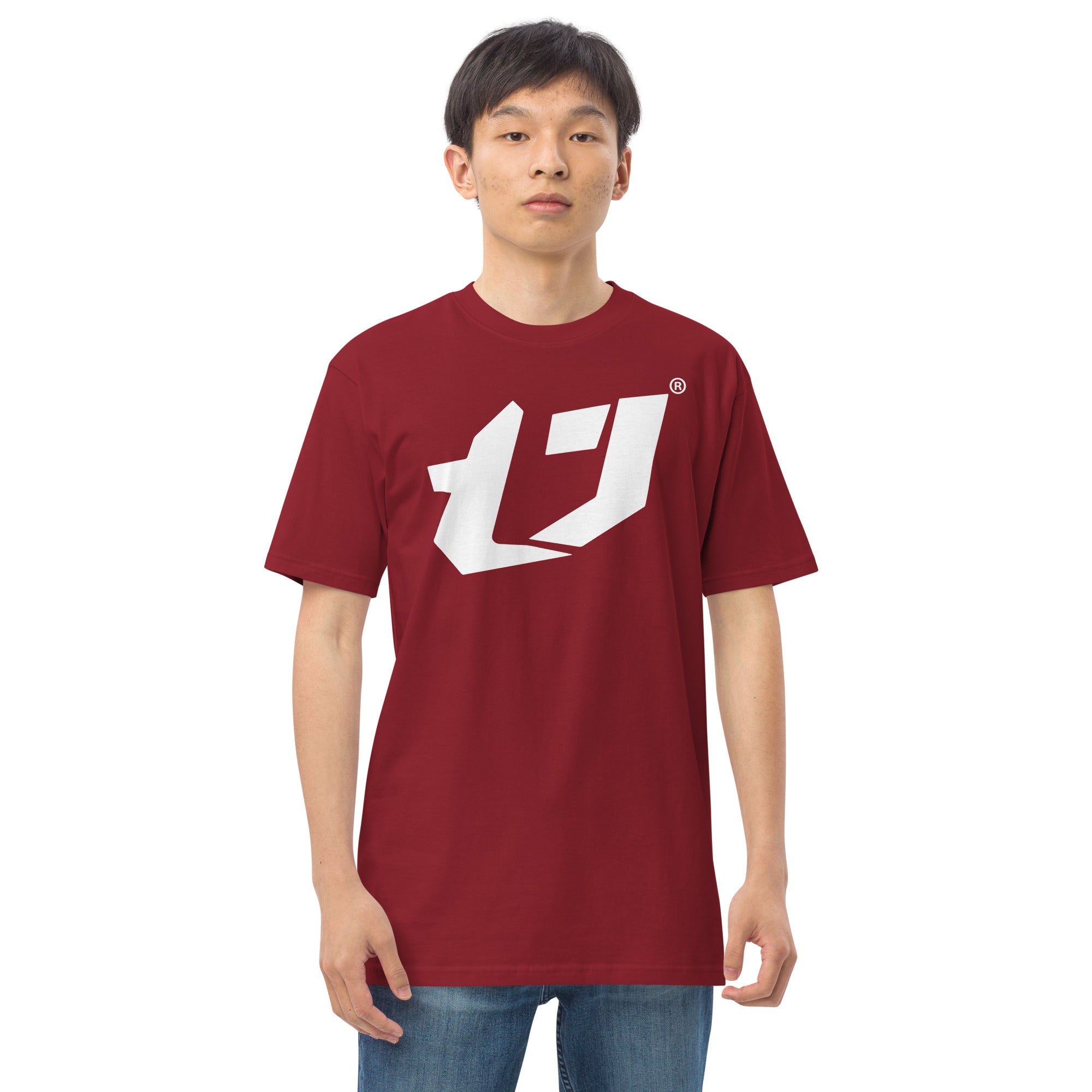 N'Trench Men/Guys Big Logo White premium heavyweight tee