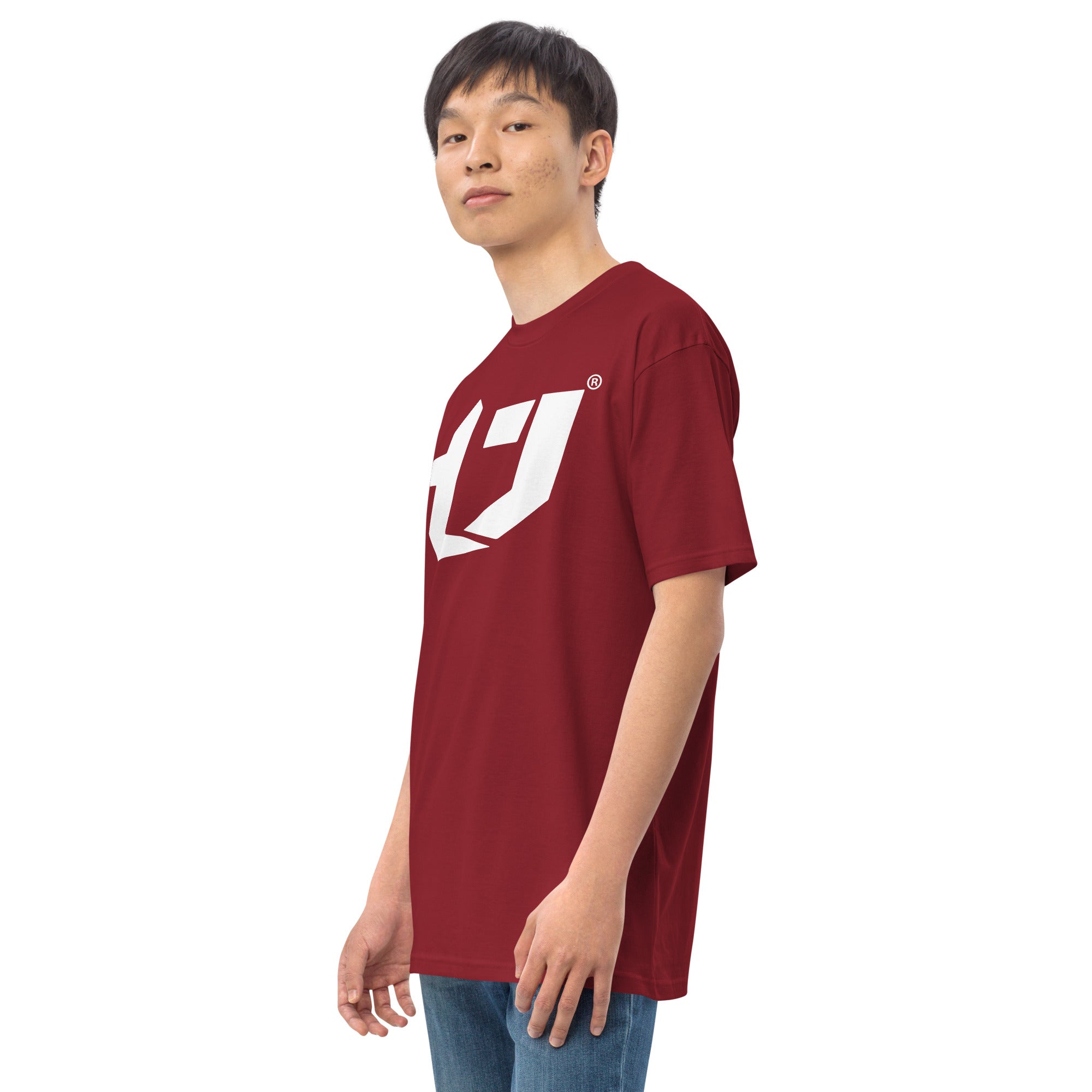 N'Trench Men/Guys Big Logo White premium heavyweight tee