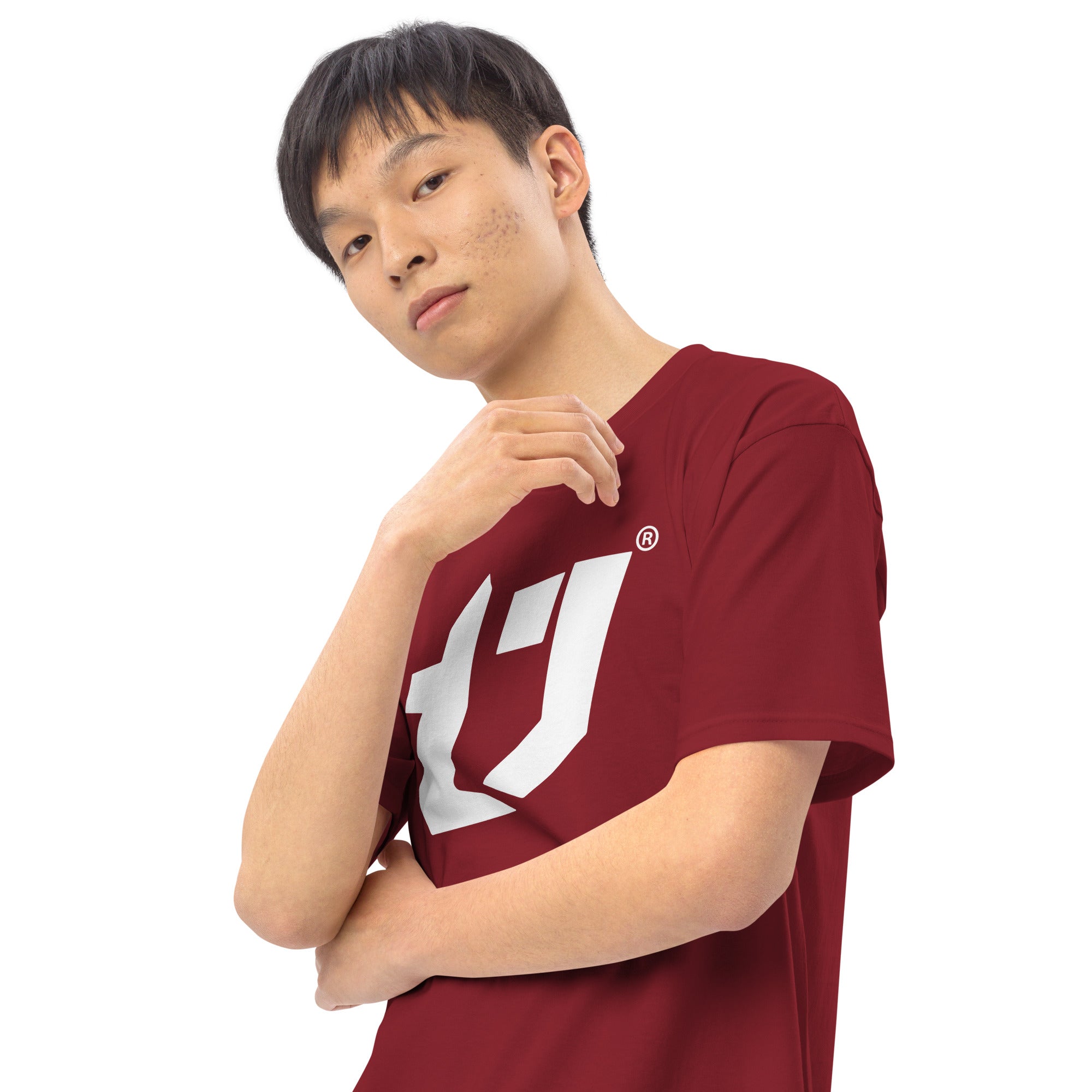 N'Trench Men/Guys Big Logo White premium heavyweight tee