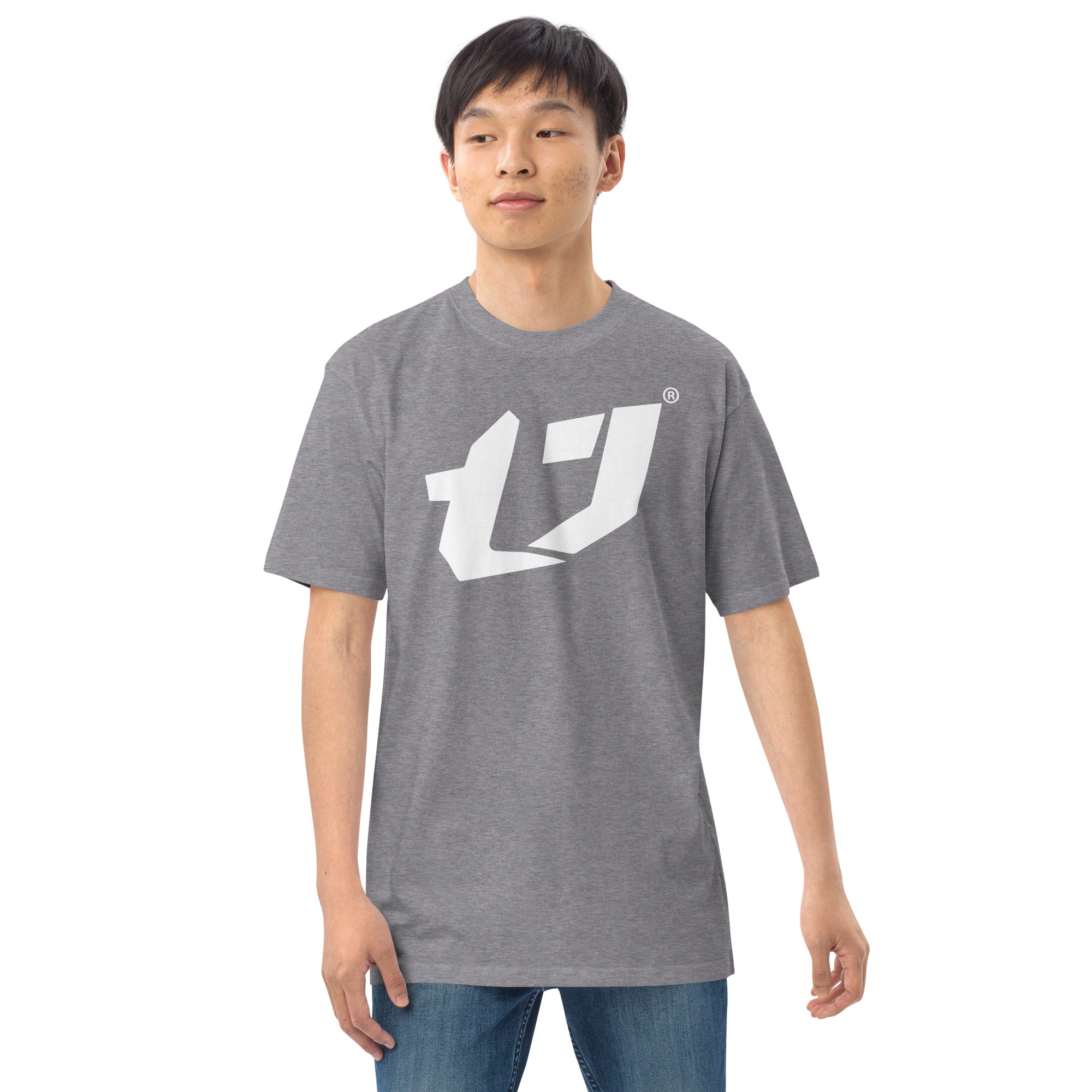 N'Trench Men/Guys Big Logo White premium heavyweight tee