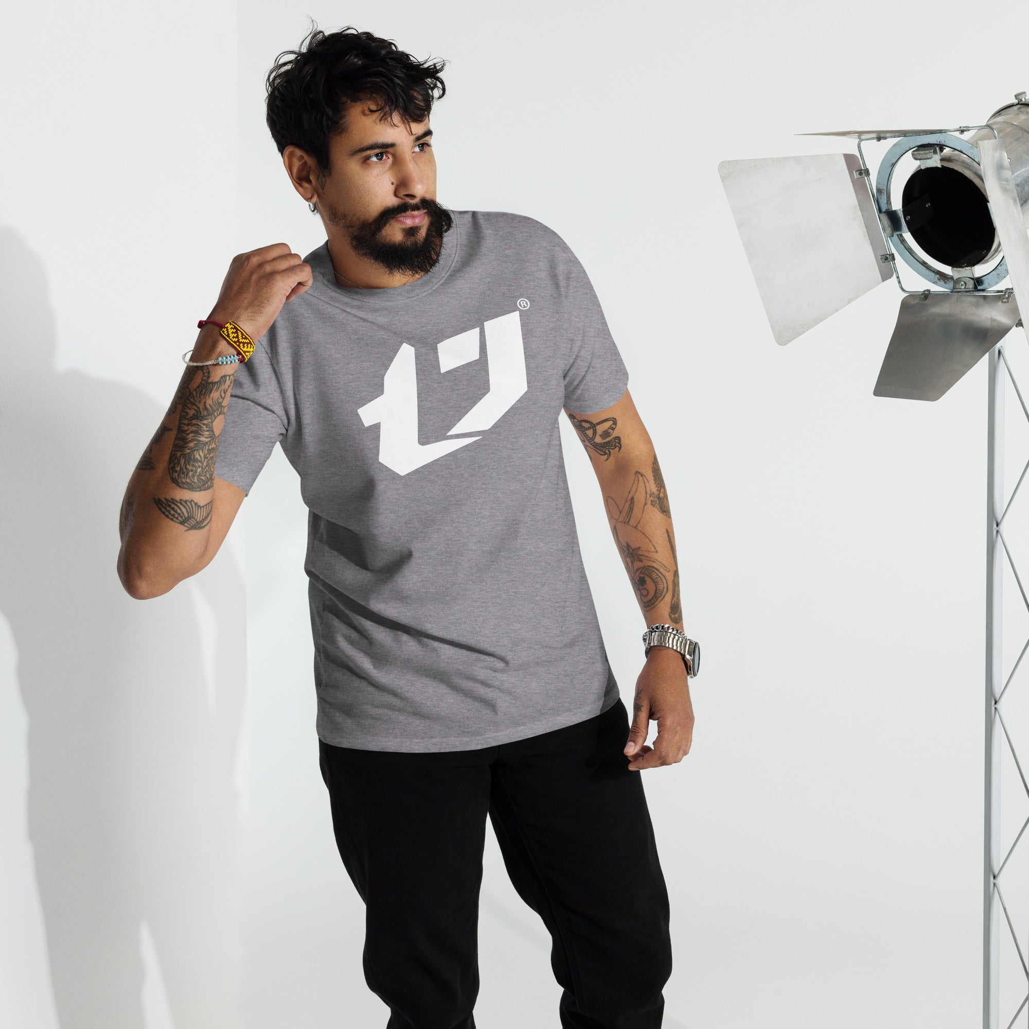 N'Trench Large White Logo Men/Guys premium heavyweight tee