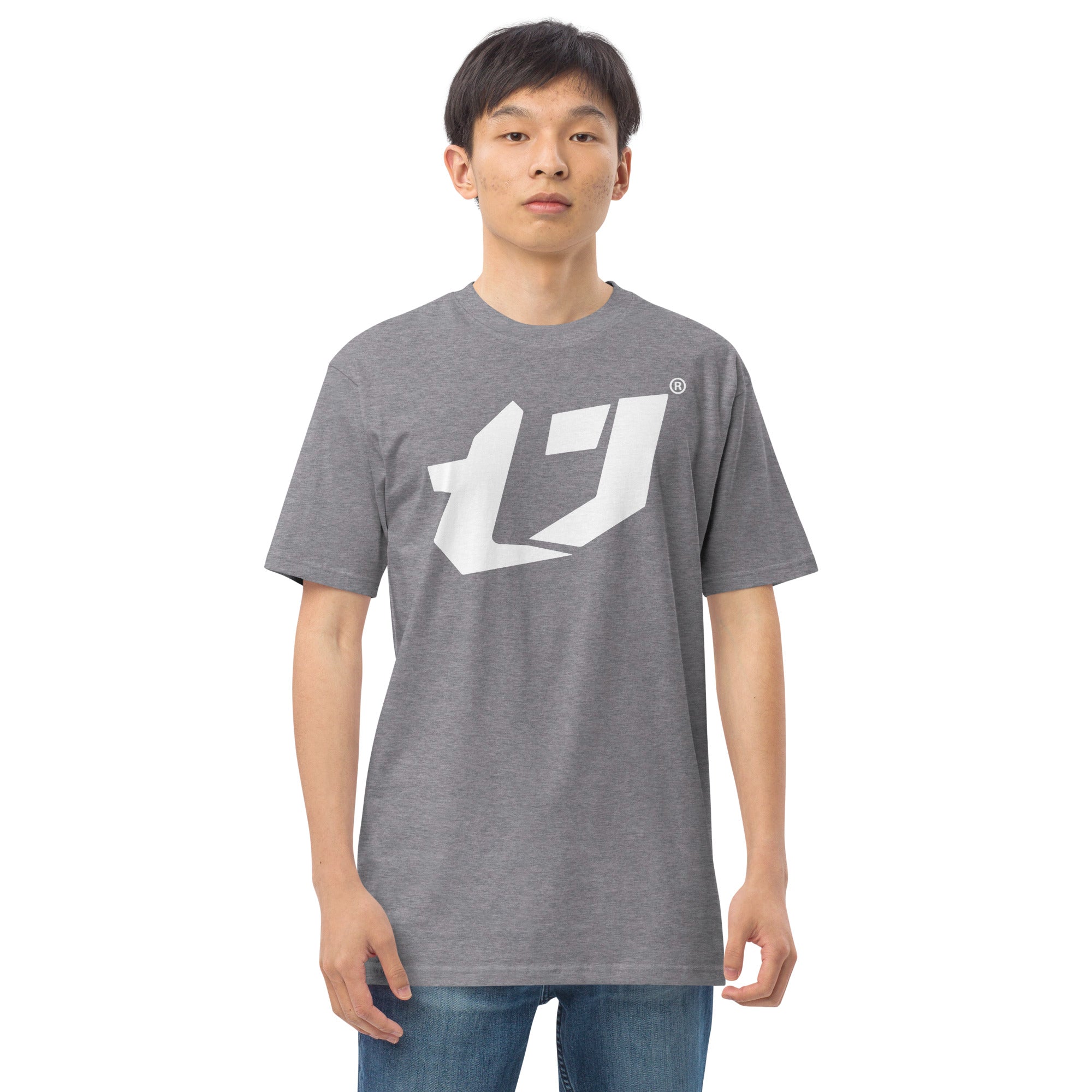 N'Trench Men/Guys Big Logo White premium heavyweight tee