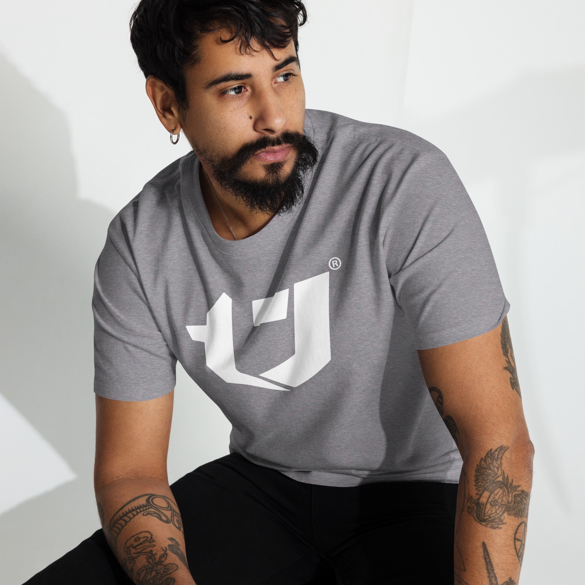 N'Trench Large White Logo Men/Guys premium heavyweight tee