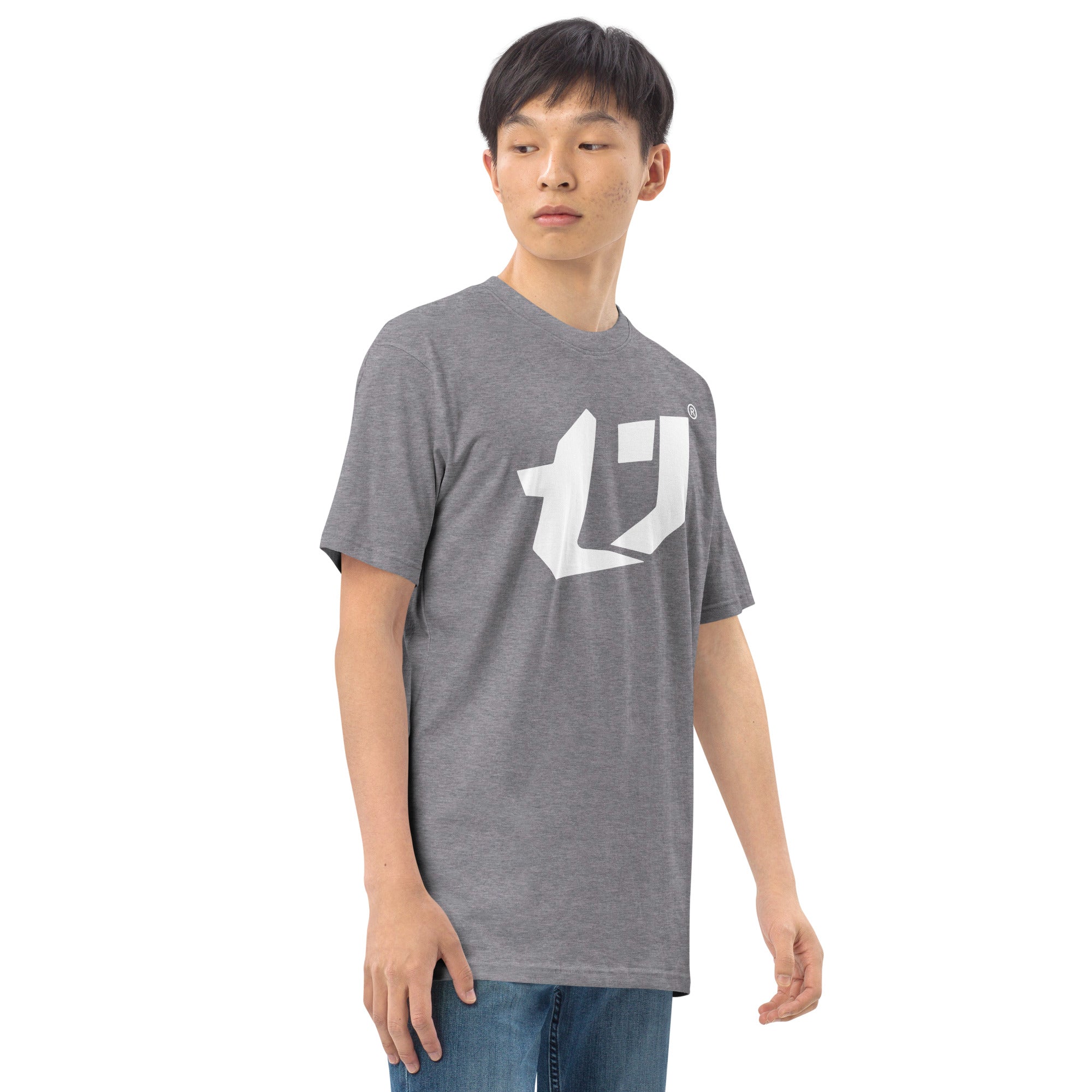 N'Trench Men/Guys Big Logo White premium heavyweight tee