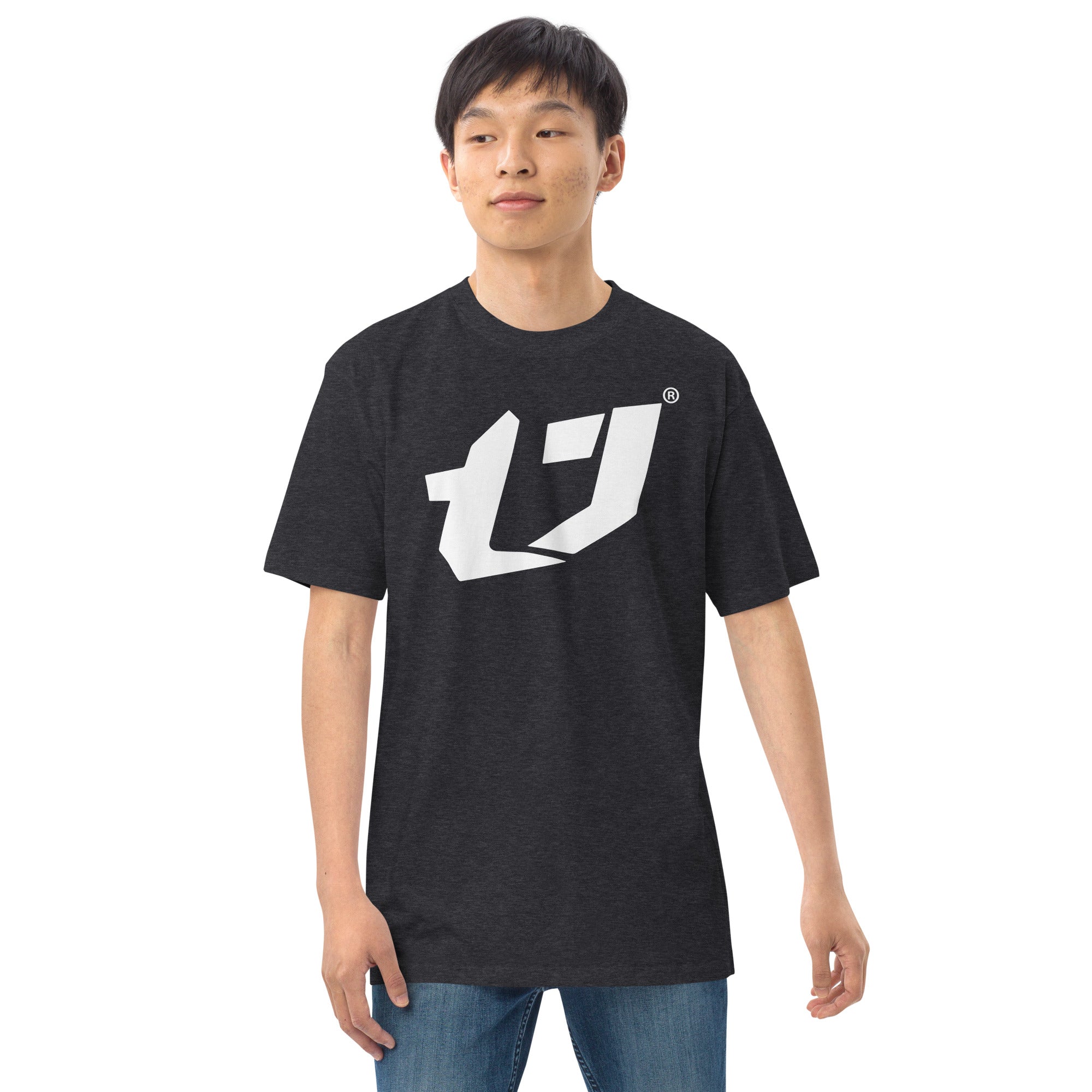 N'Trench Men/Guys Big Logo White premium heavyweight tee