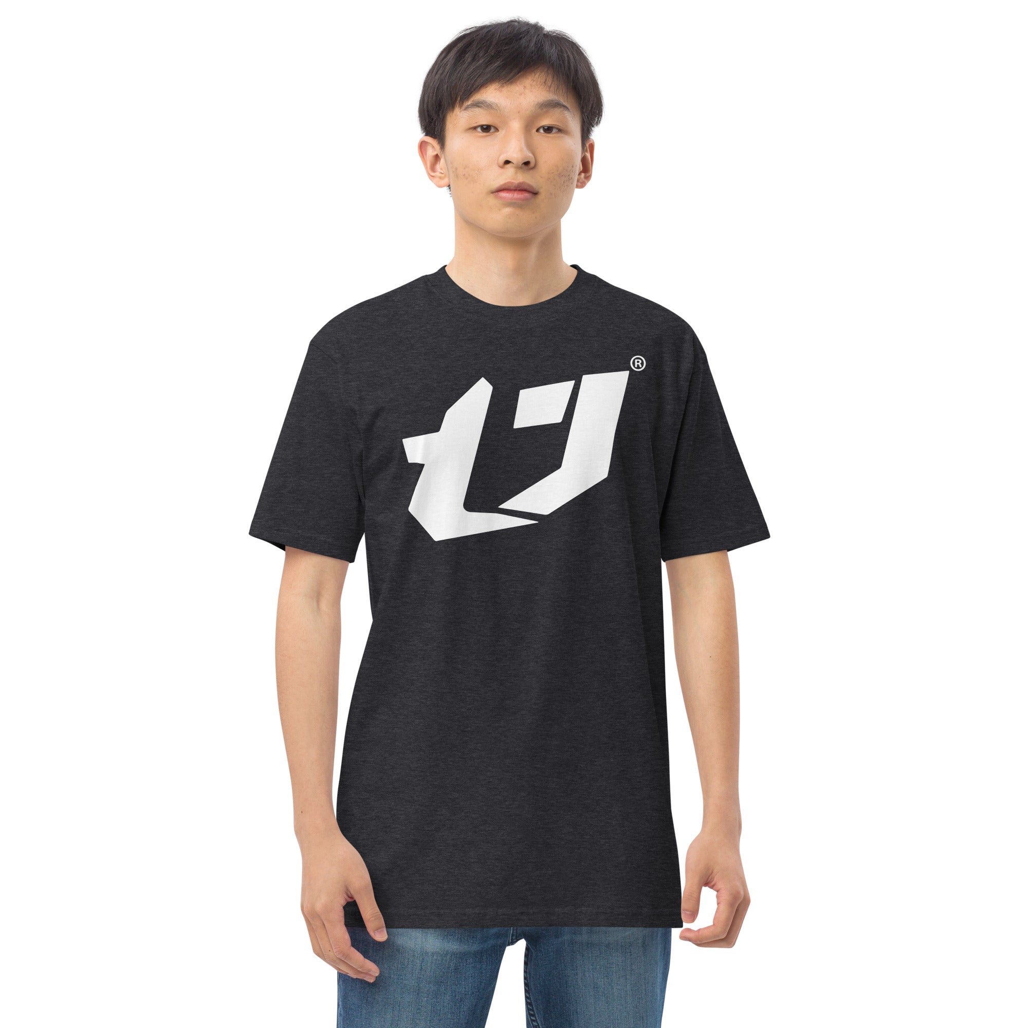 N'Trench Men/Guys Big Logo White premium heavyweight tee