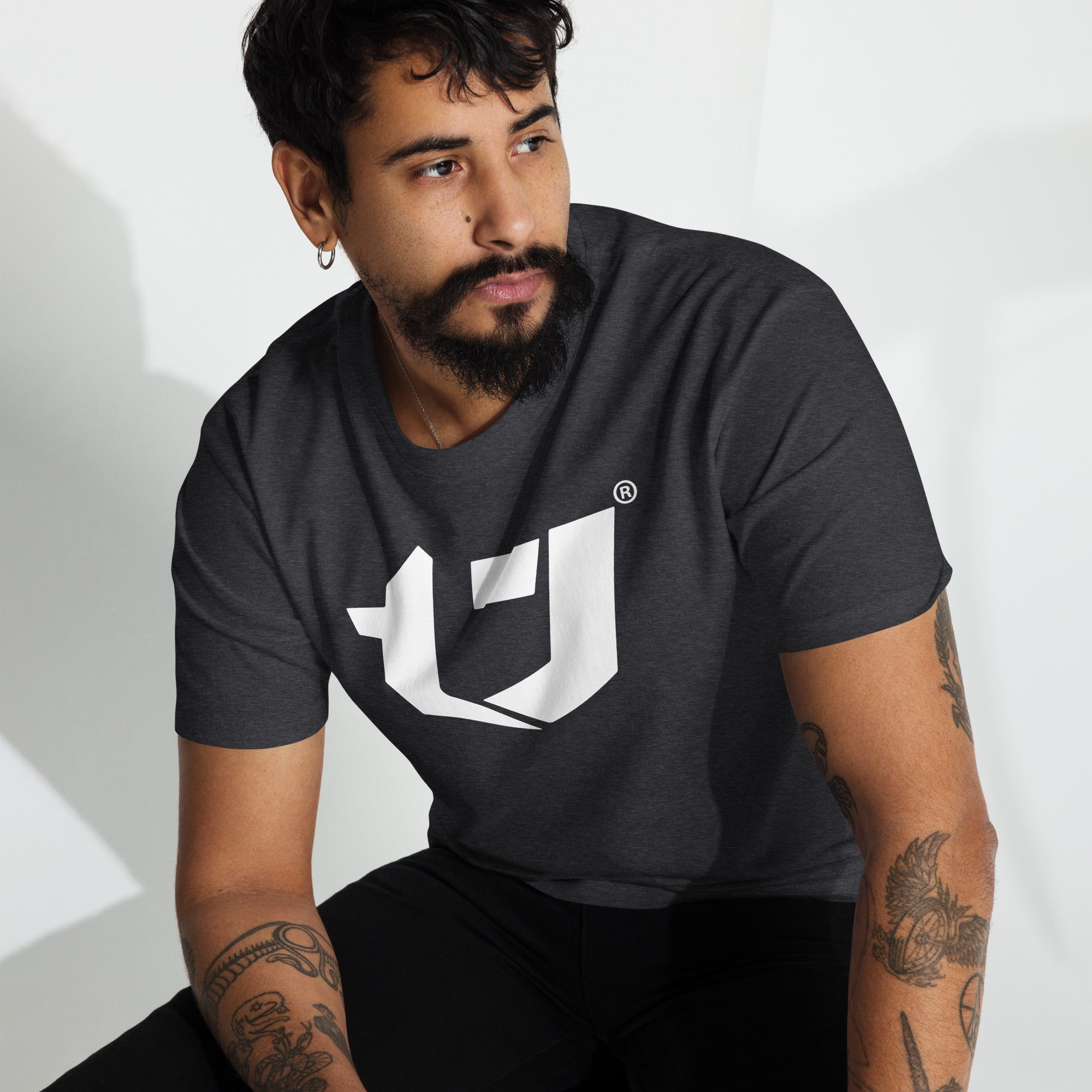 N'Trench Large White Logo Men/Guys premium heavyweight tee