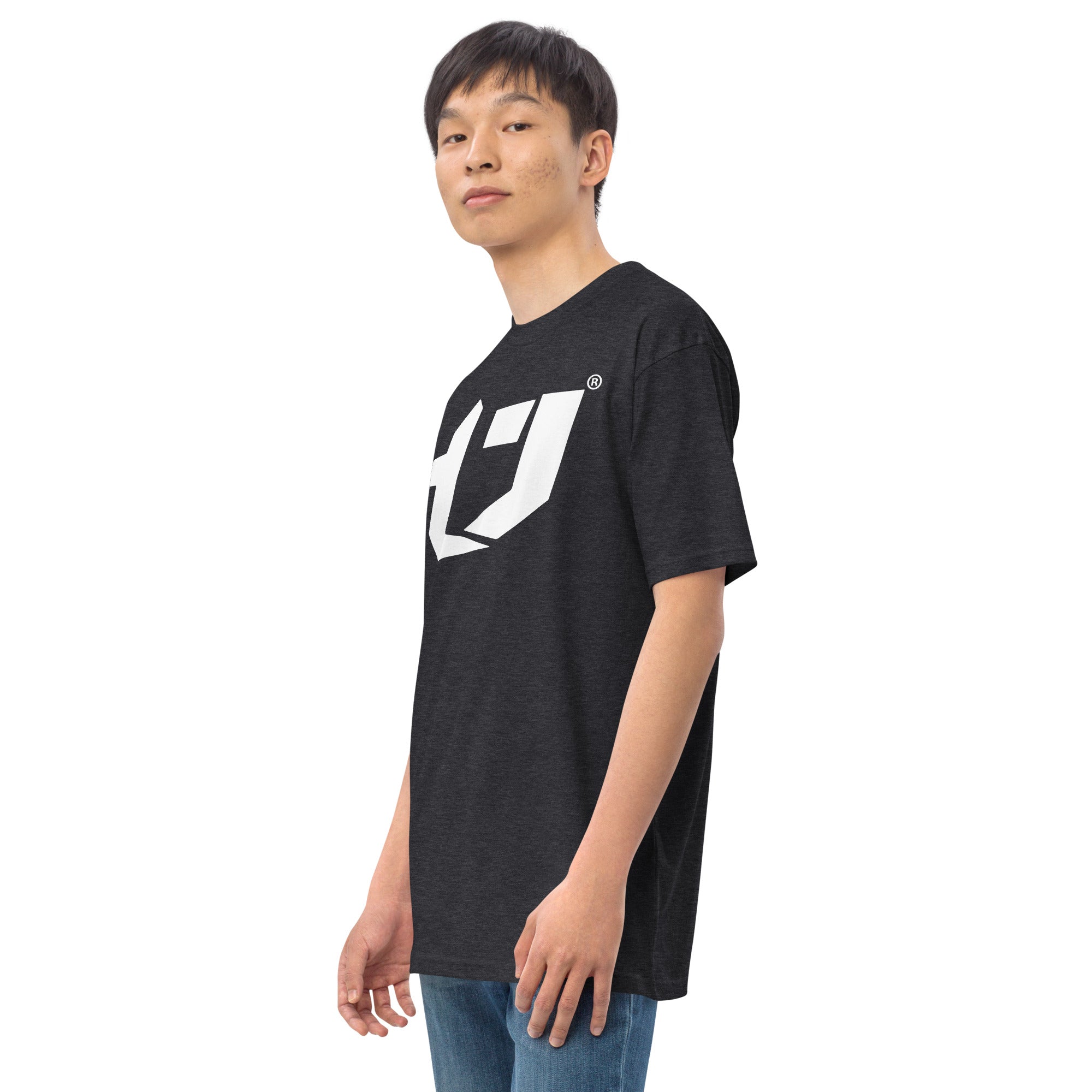 N'Trench Large White Logo Men/Guys premium heavyweight tee