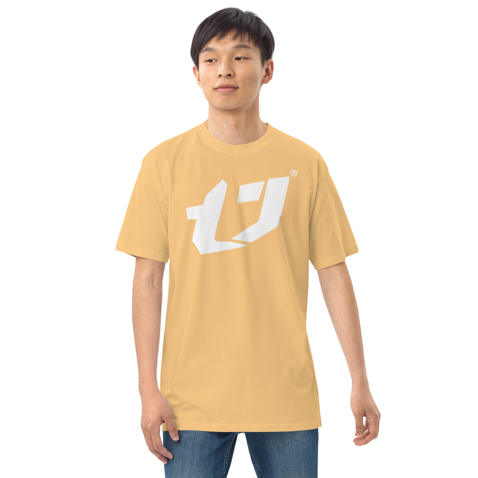 N'Trench Men/Guys Big Logo White premium heavyweight tee