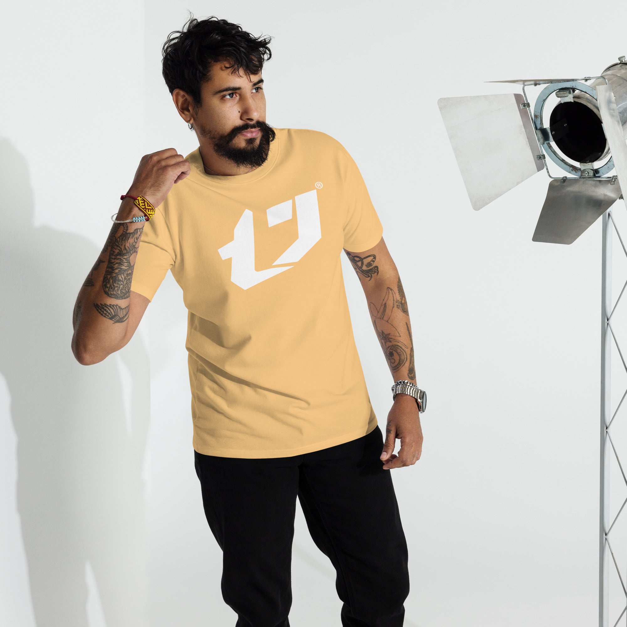 N'Trench Large White Logo Men/Guys premium heavyweight tee