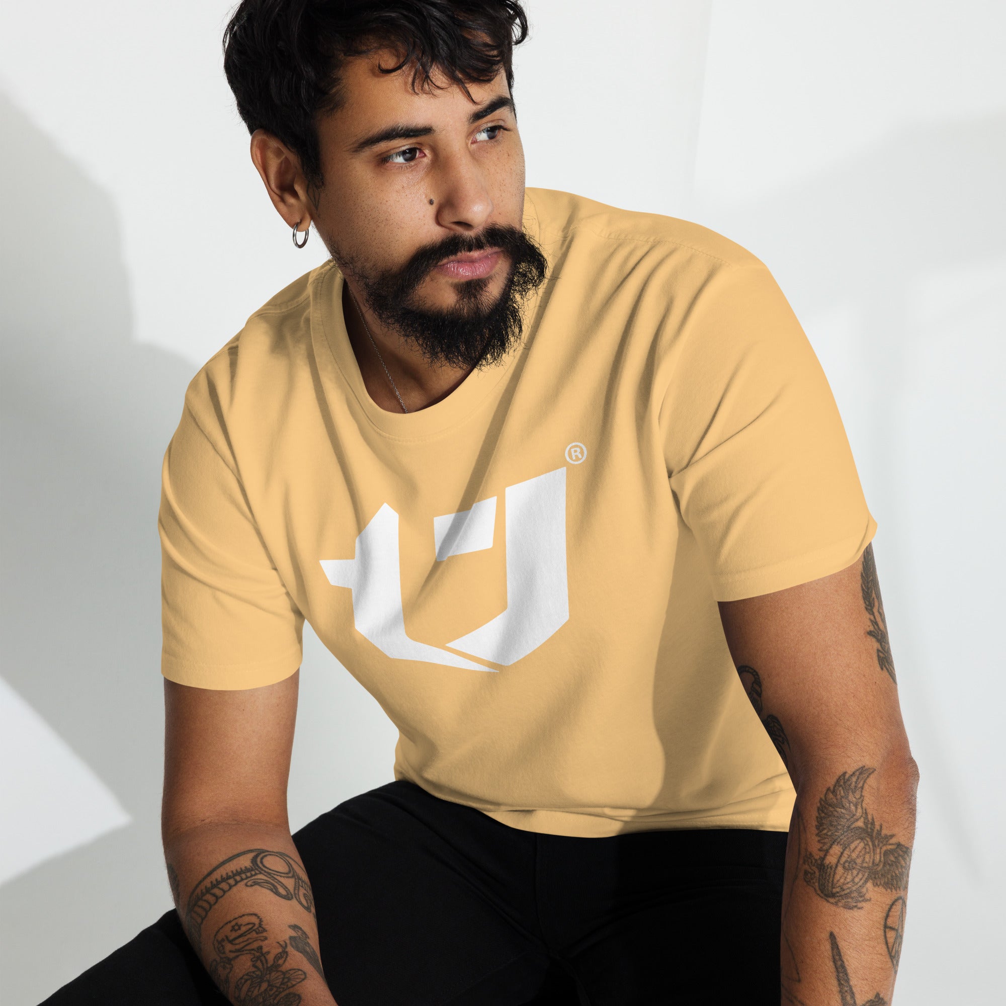 N'Trench Large White Logo Men/Guys premium heavyweight tee