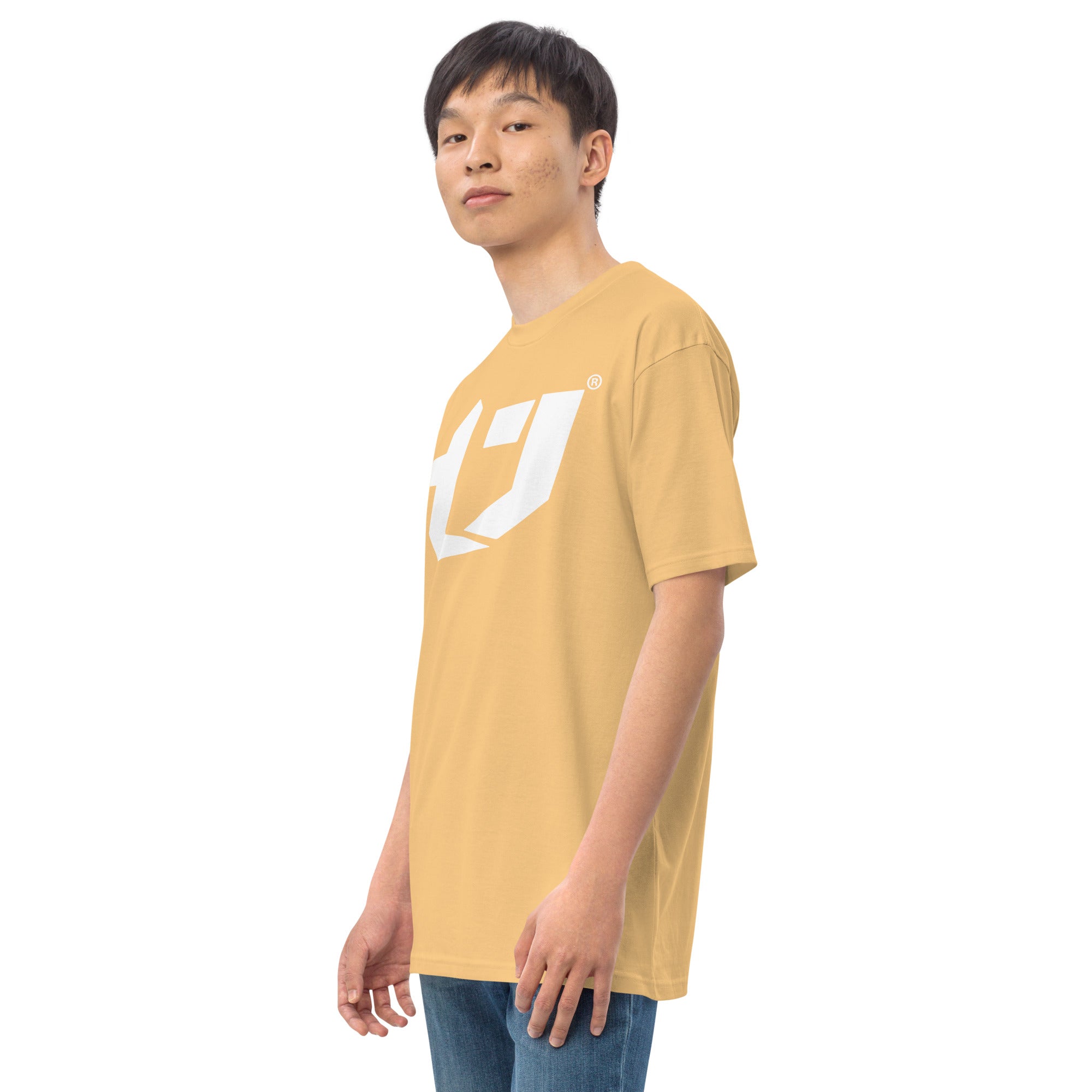 N'Trench Men/Guys Big Logo White premium heavyweight tee