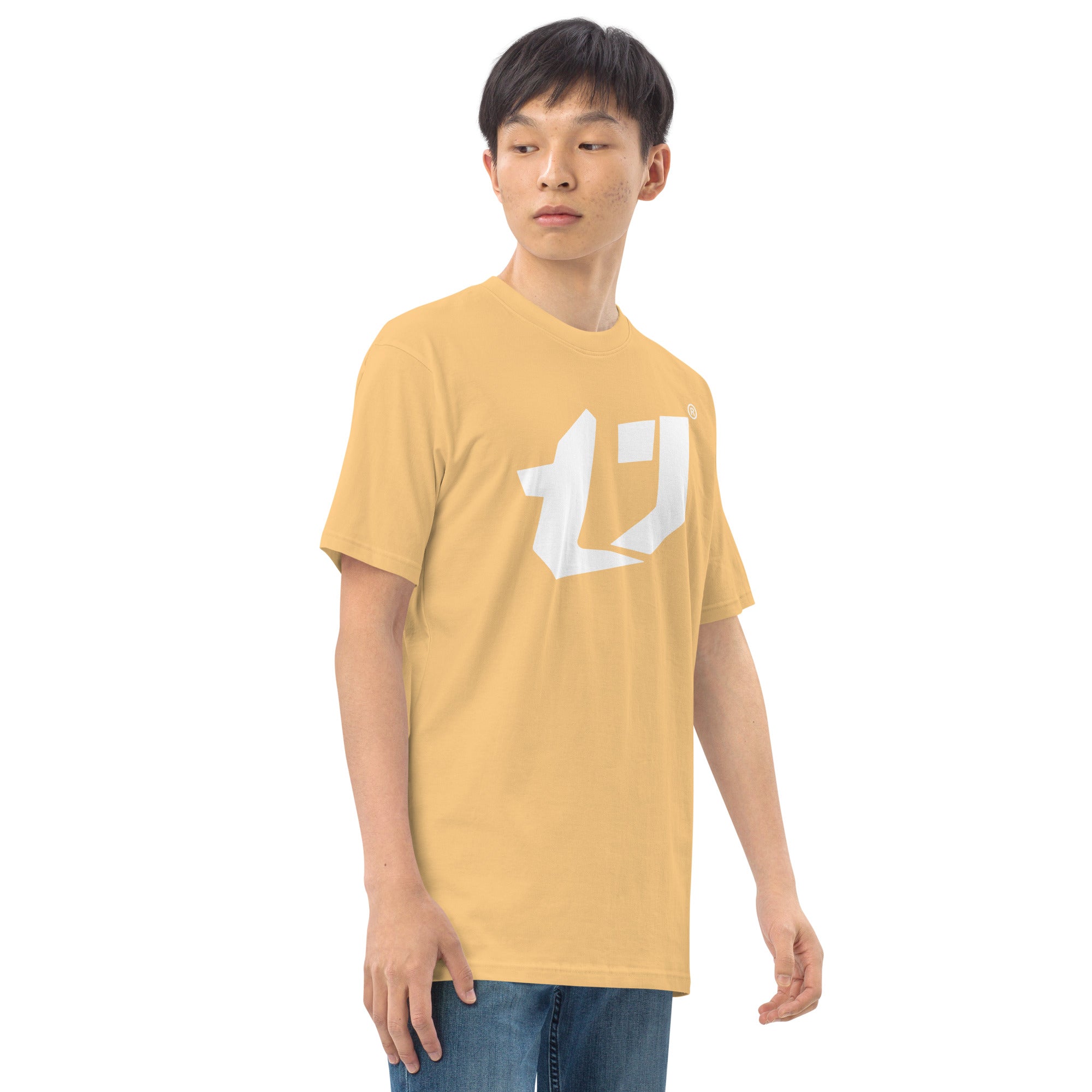 N'Trench Men/Guys Big Logo White premium heavyweight tee