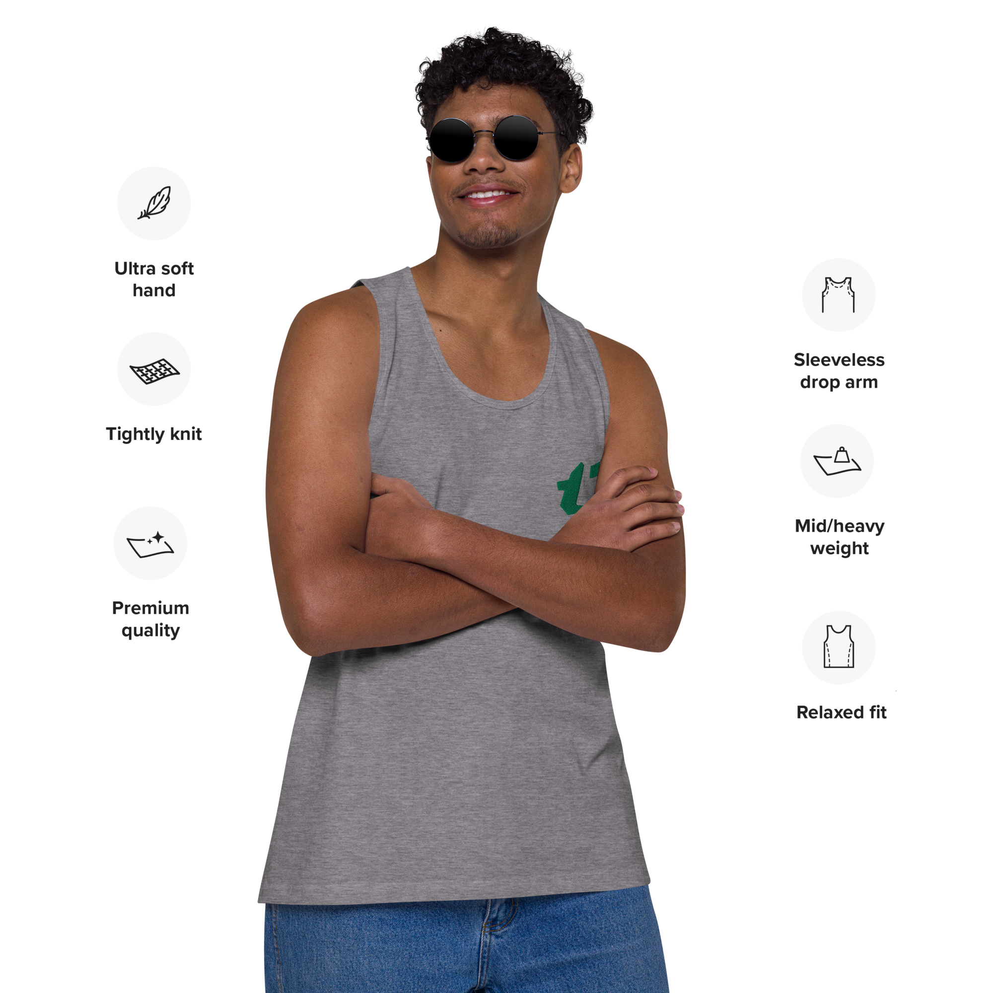 N'Trench Apparel Forest Green Logo Men/Guys premium tank top