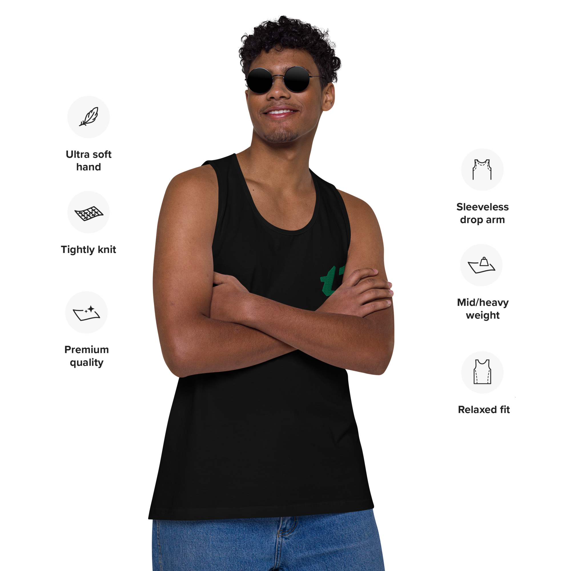 N'Trench Apparel Forest Green Logo Men/Guys premium tank top