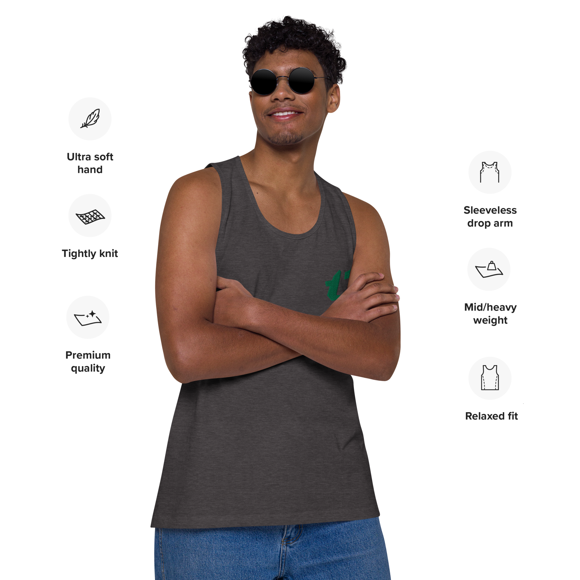N'Trench Apparel Forest Green Logo Men/Guys Premium Tank Top