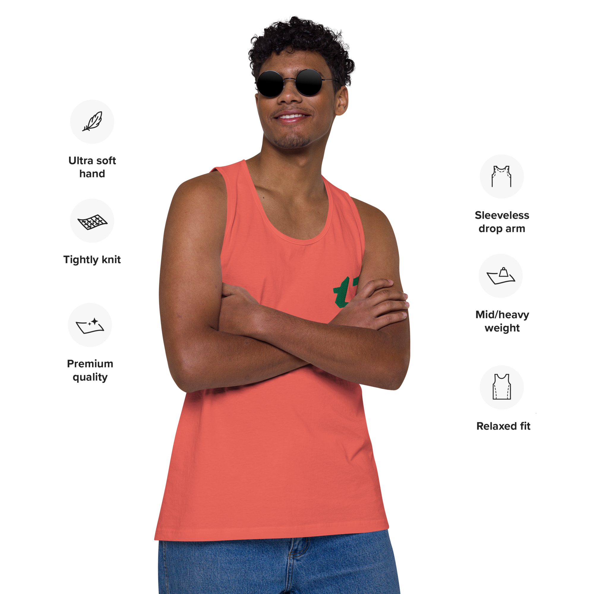 N'Trench Apparel Forest Green Logo Men/Guys Premium Tank Top