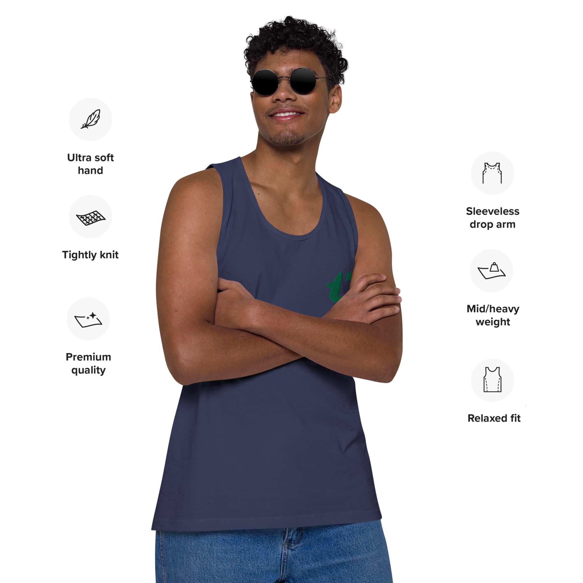 N'Trench Apparel Forest Green Logo Men/Guys Premium Tank Top