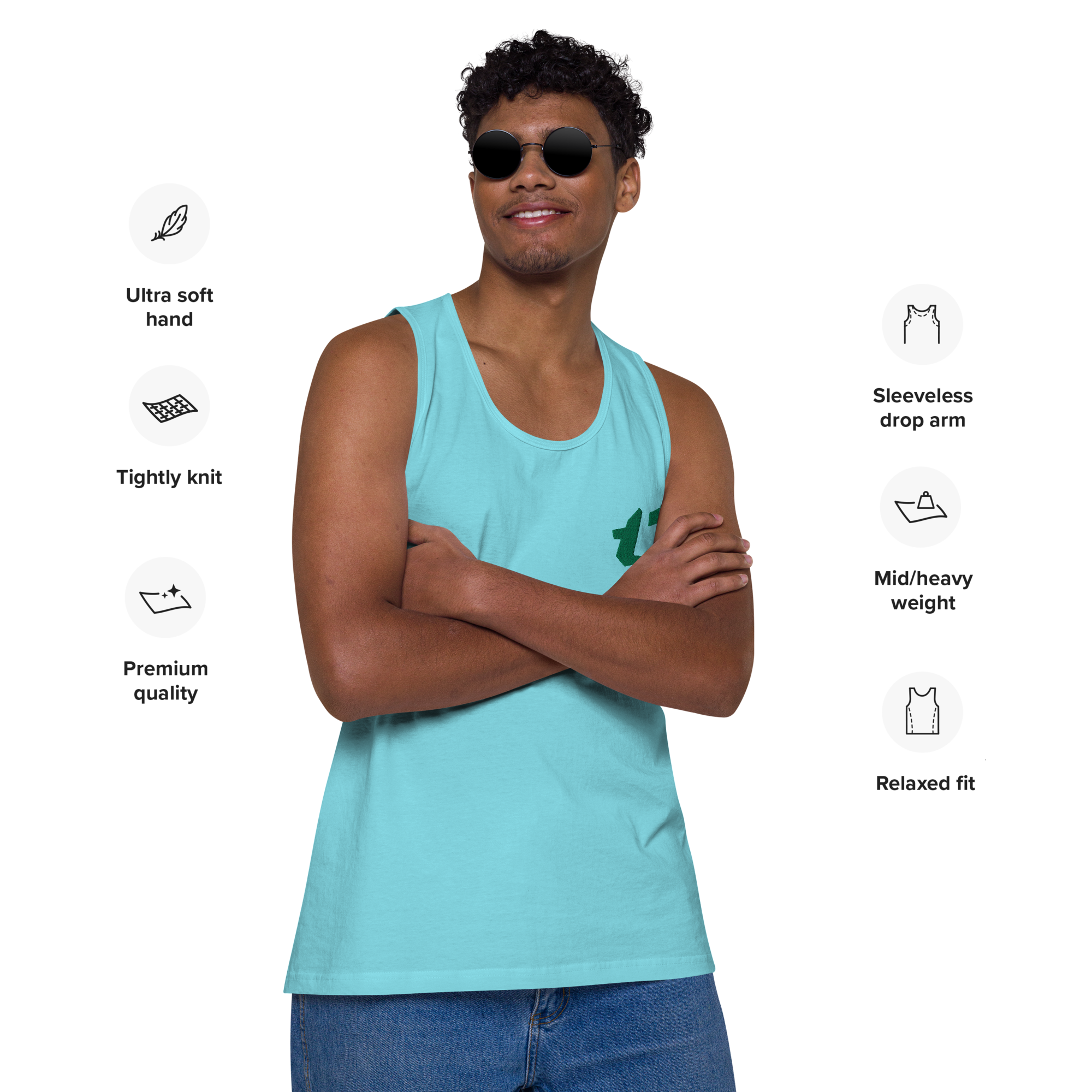 N'Trench Apparel Forest Green Logo Men/Guys Premium Tank Top