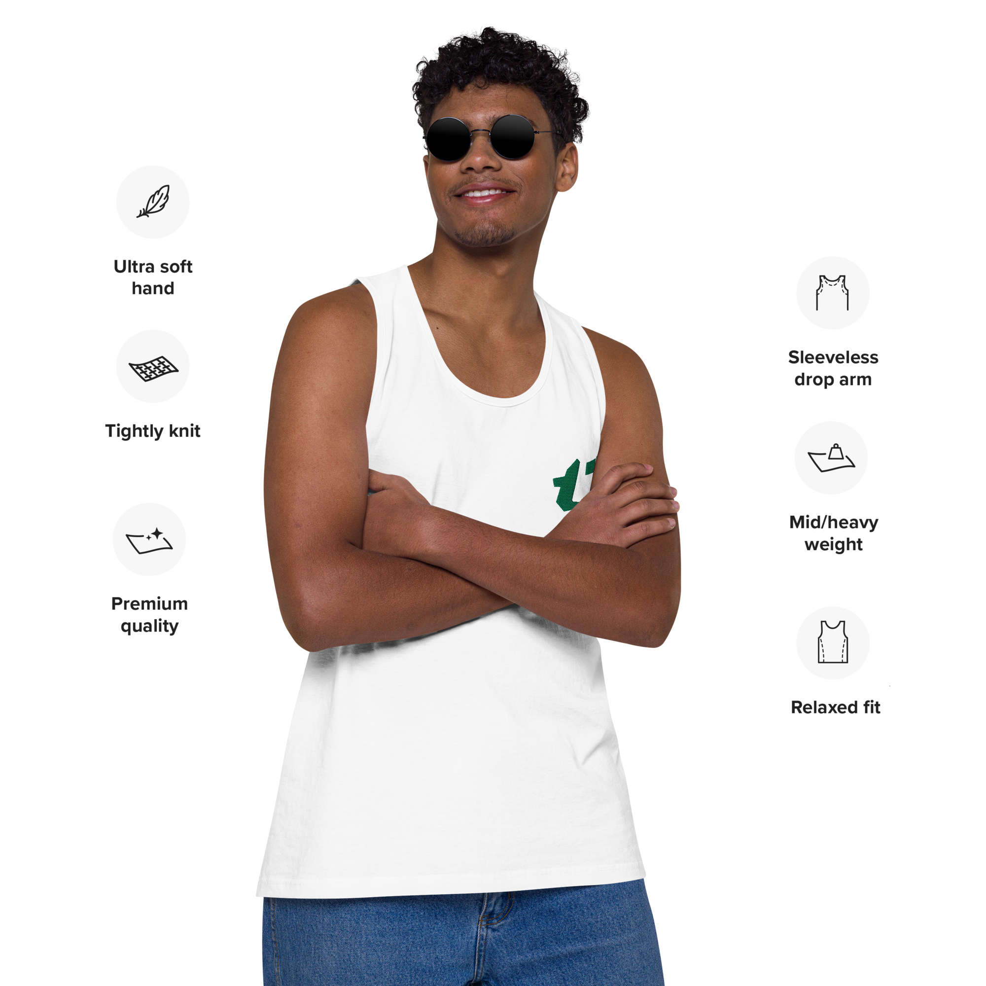 N'Trench Apparel Forest Green Logo Men/Guys Premium Tank Top