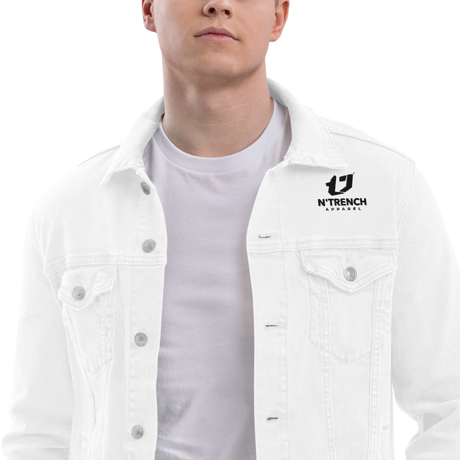 N'Trench Apparel Black Embroidery Unisex denim jacket