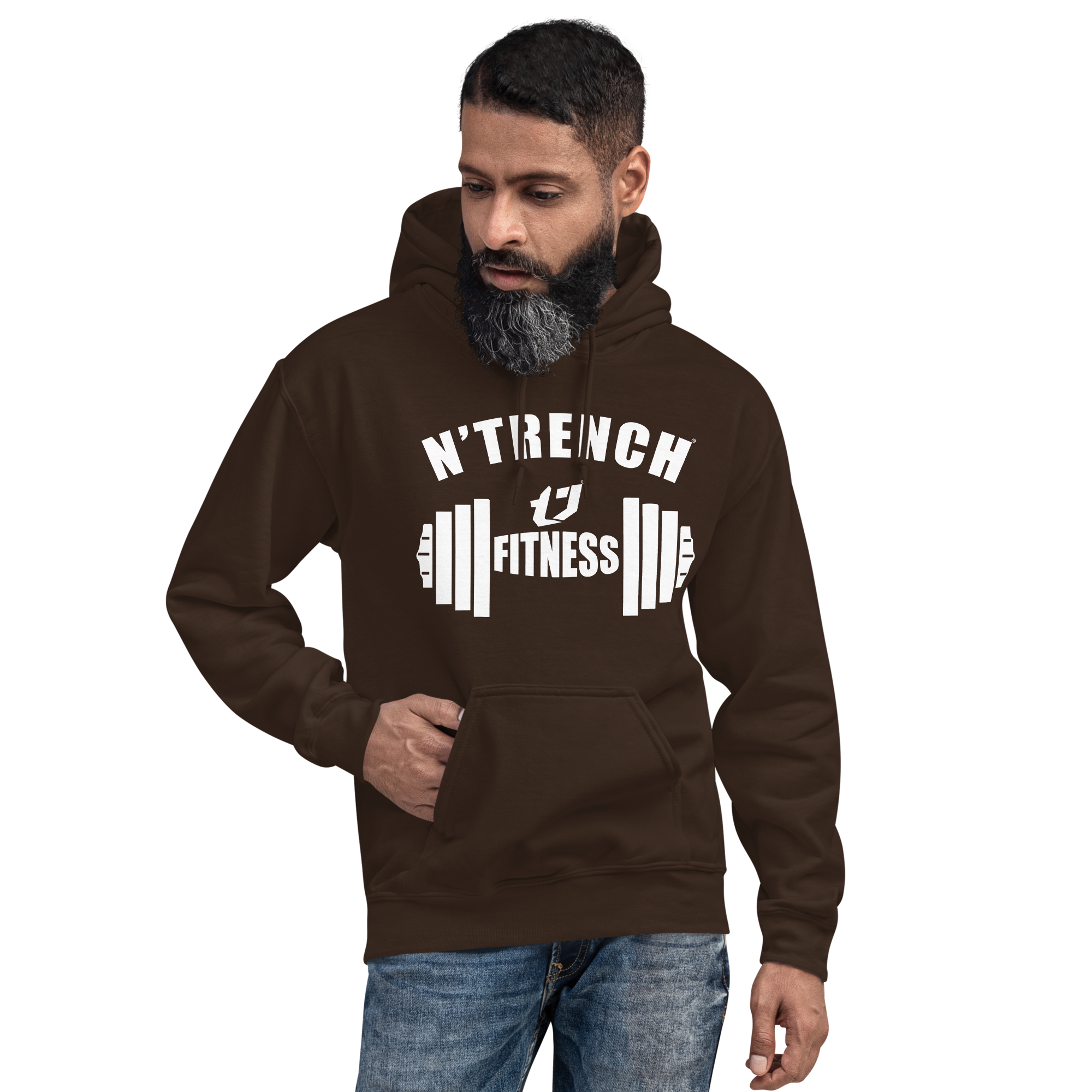 Unisex HoodieN'Trench Apparel White Barbell Men/Guys Hoodie