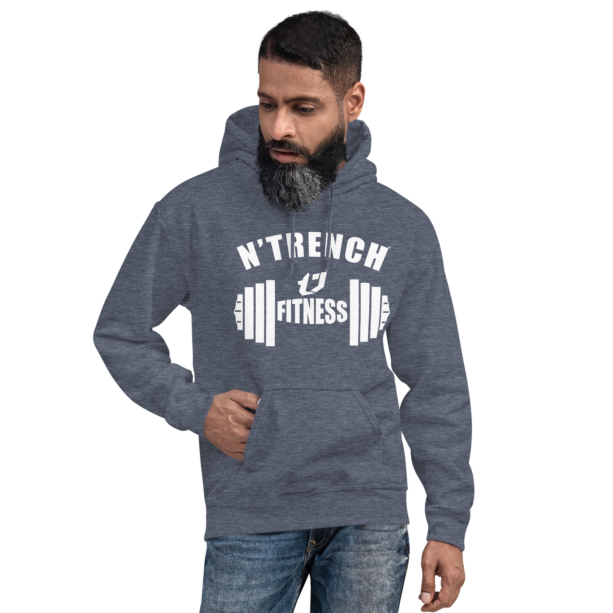 Unisex Hoodien'Trench Apparel White Barbell Men/Guys Hoodie