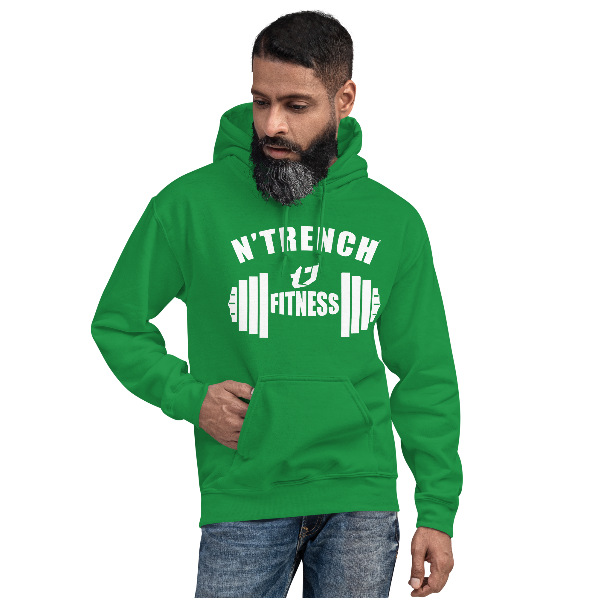 Unisex Hoodien'Trench Apparel White Barbell Men/Guys Hoodie