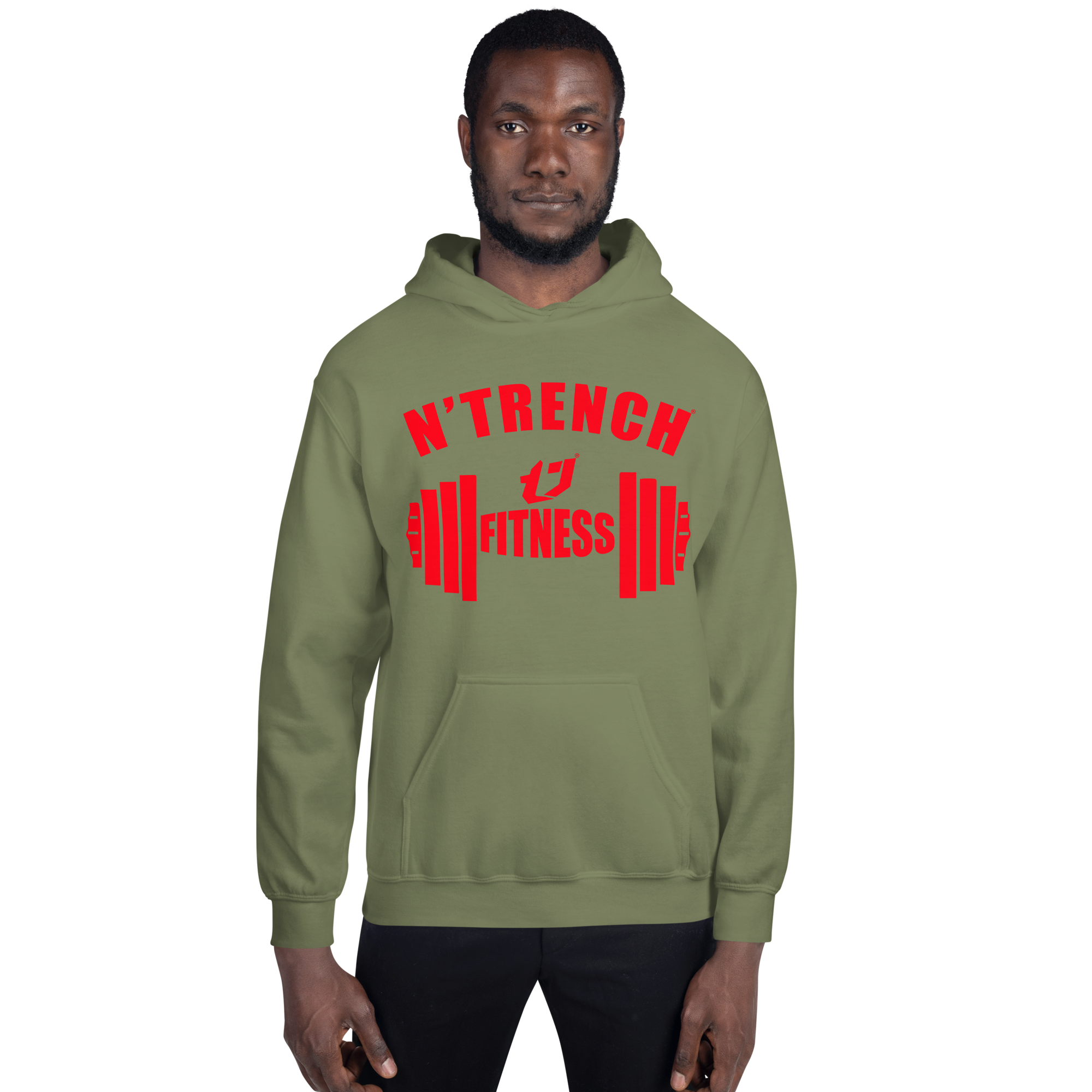 N'Trench Apparel Red Barbell Men/Guys Hoodie