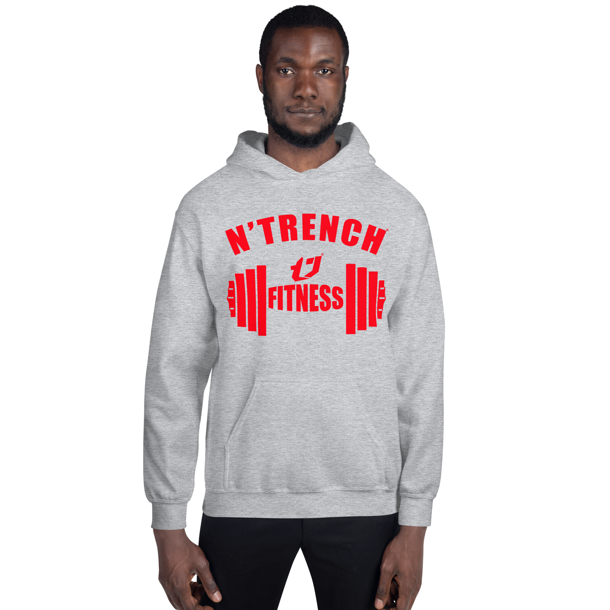 N'Trench Apparel Red Barbell Men/Guys Hoodie