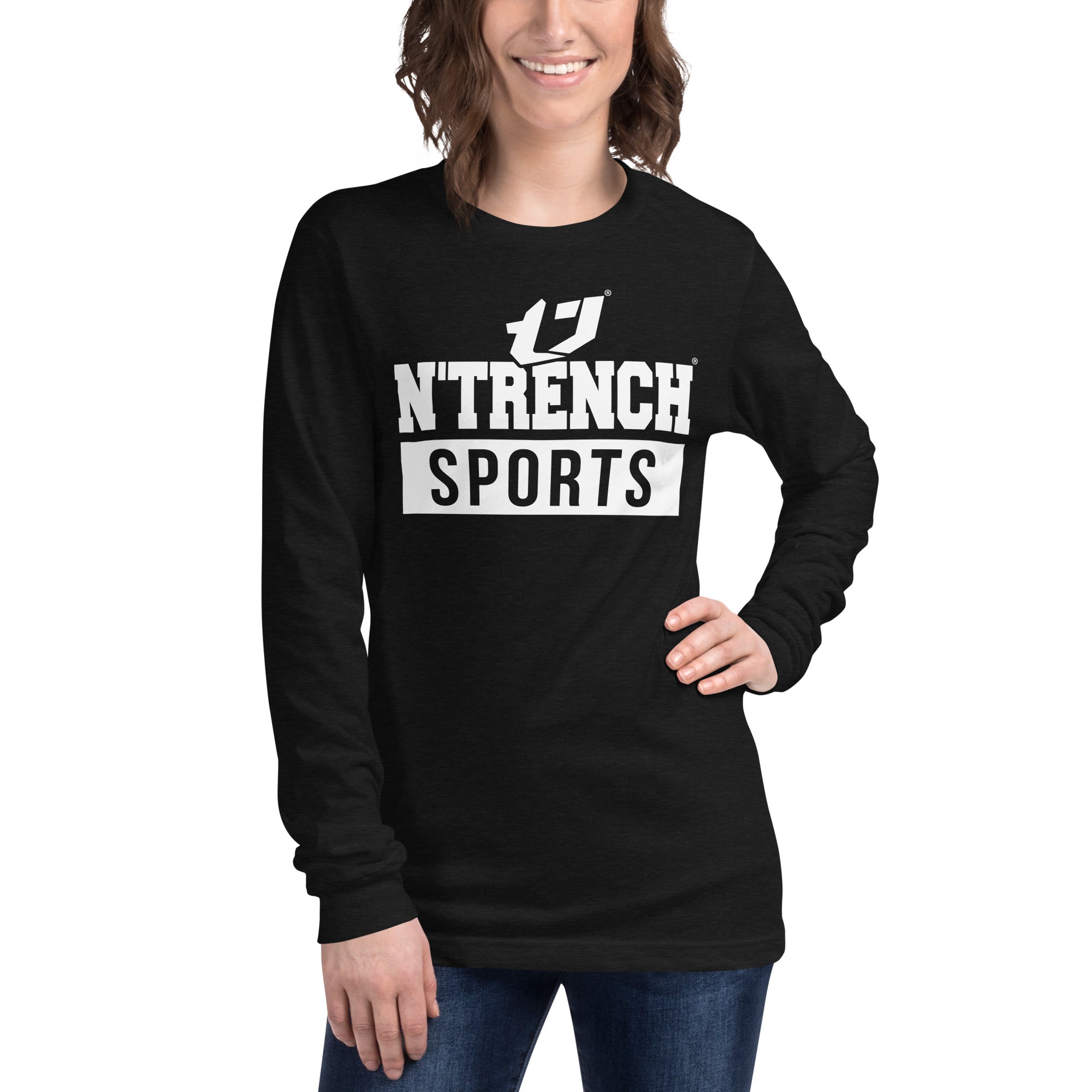 N'Trench White Logo and Lettering Unisex Long Sleeve Tee