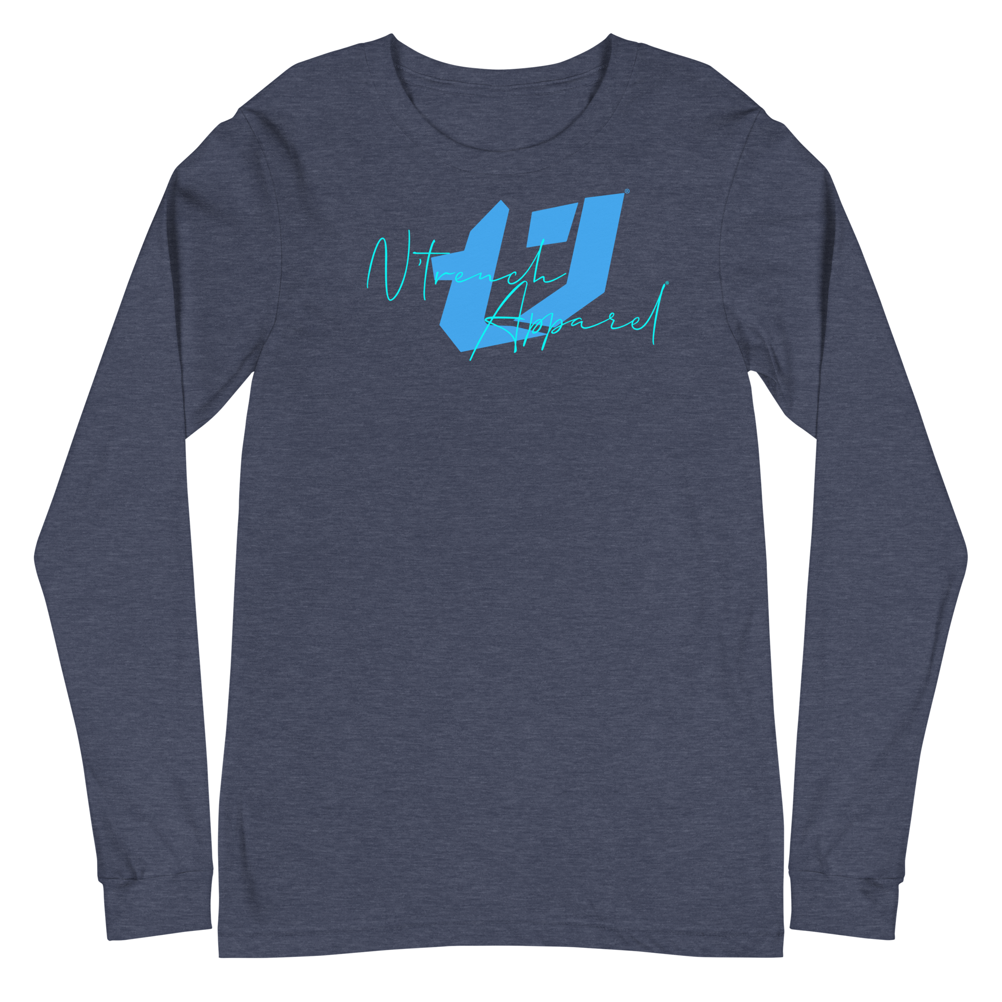 N'Trench Apparel Blue Script Men/Guys Long Sleeve Shirt