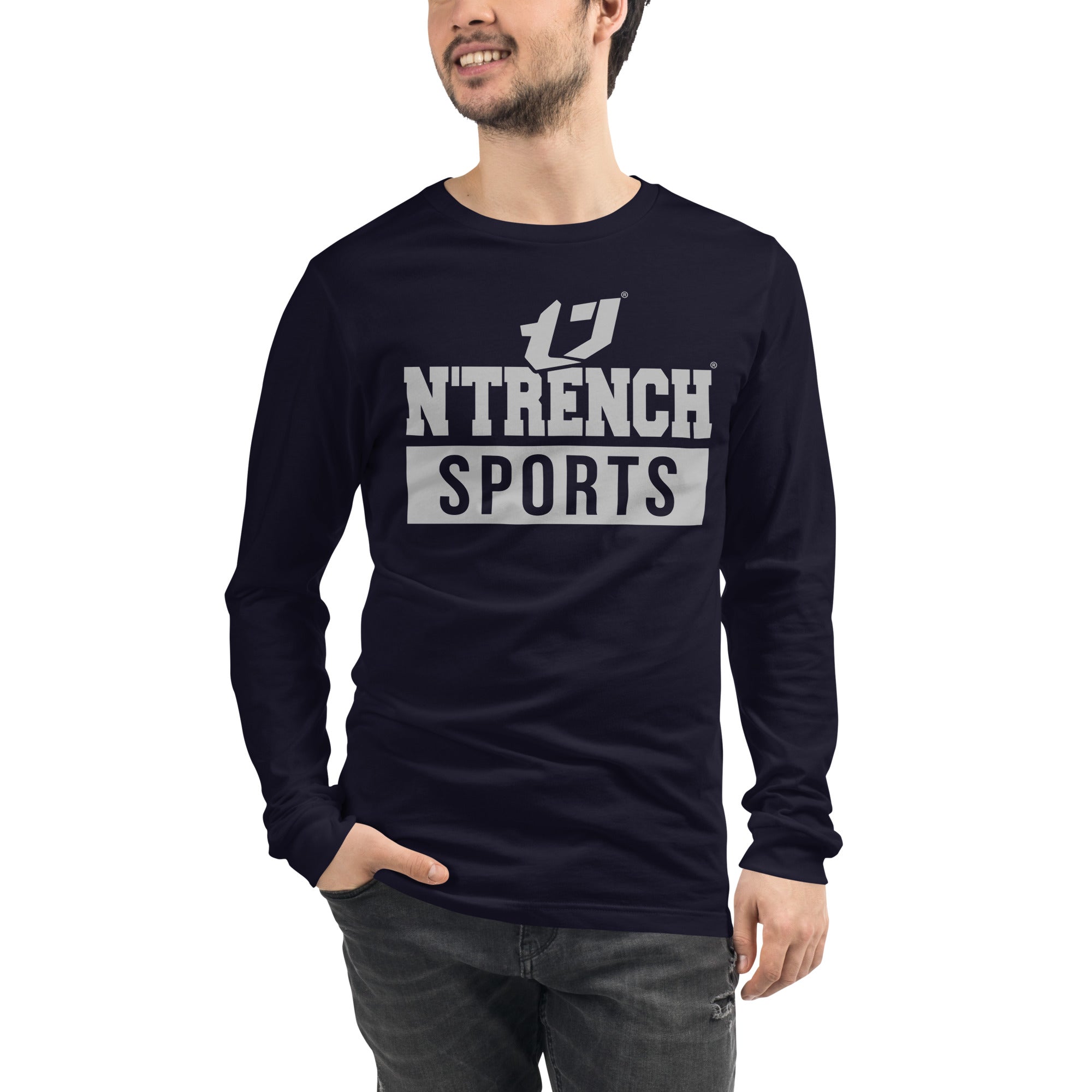 N'Trench Silver Logo And Lettering Unisex Long Sleeve Tee