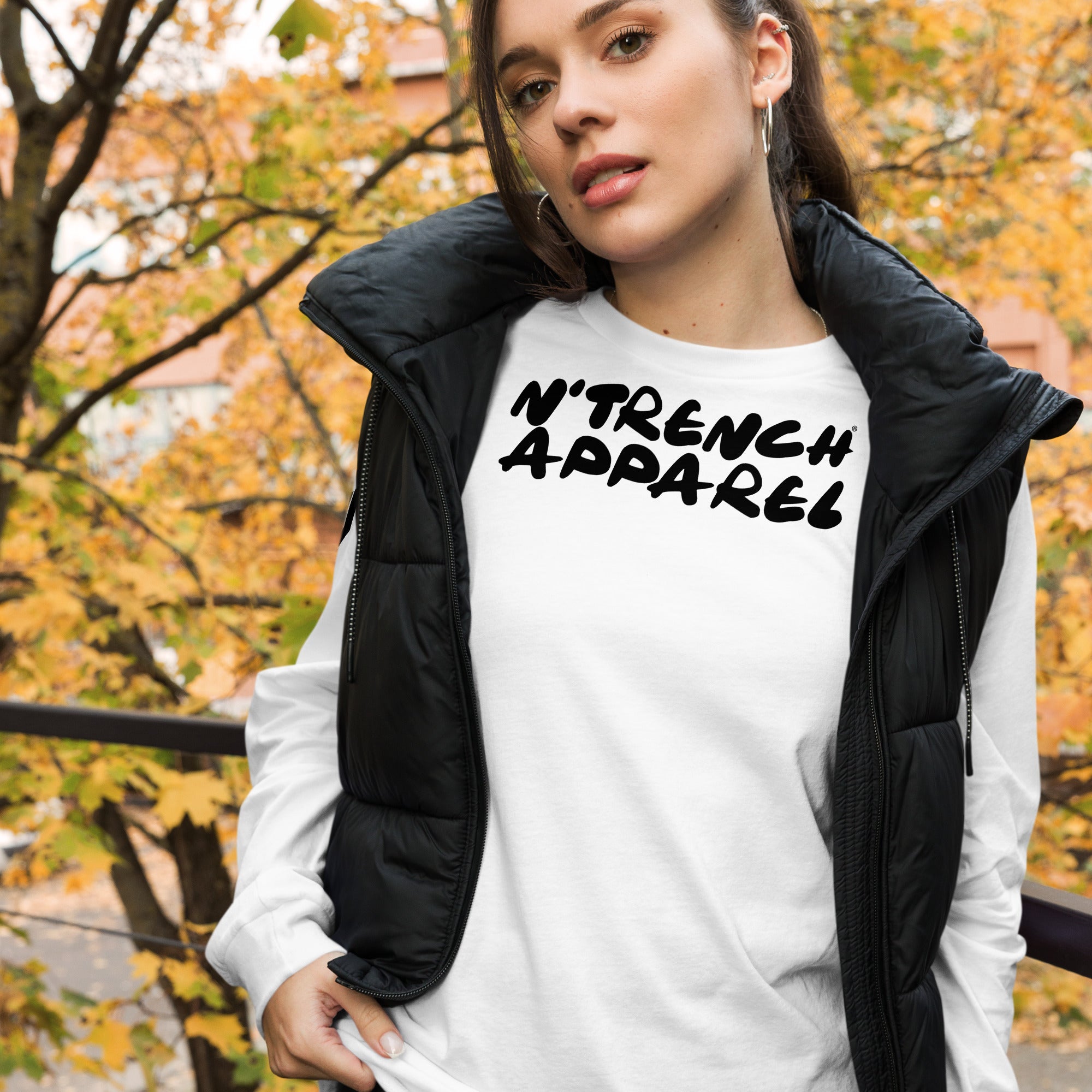 N'Trench Black Lettering and Logo Women/Ladies Long Sleeve Tee