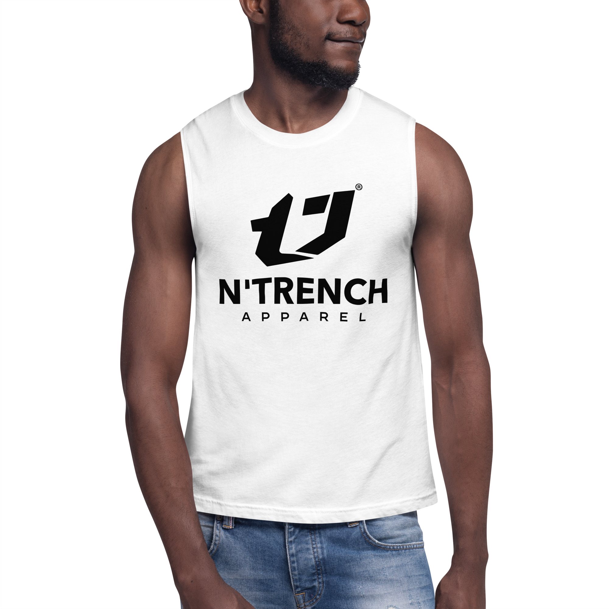 N'Trench Apparel Black Lettering and Logo Muscle Shirt