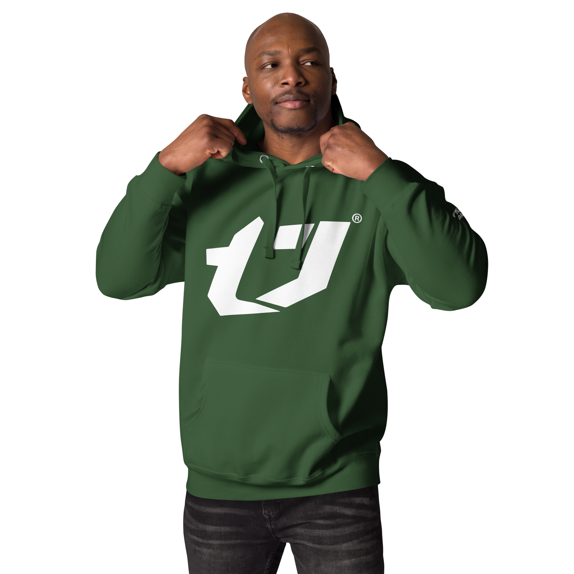 N'Trench Apparel Large White Logo Left Arm Lettering Men/Guys Hoodie