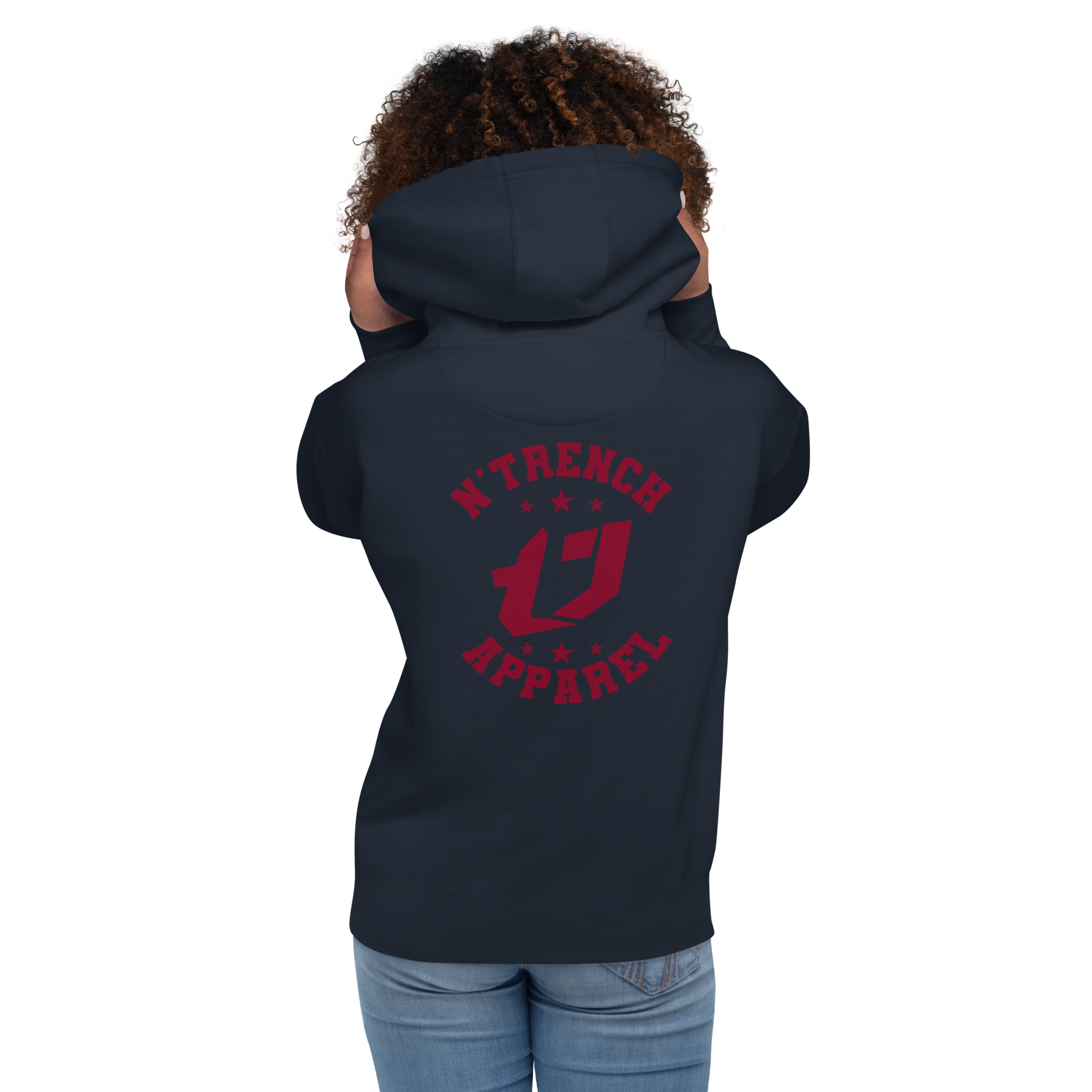 N'Trench Apparel Burgundy Logo And Font Back design Unisex Hoodi