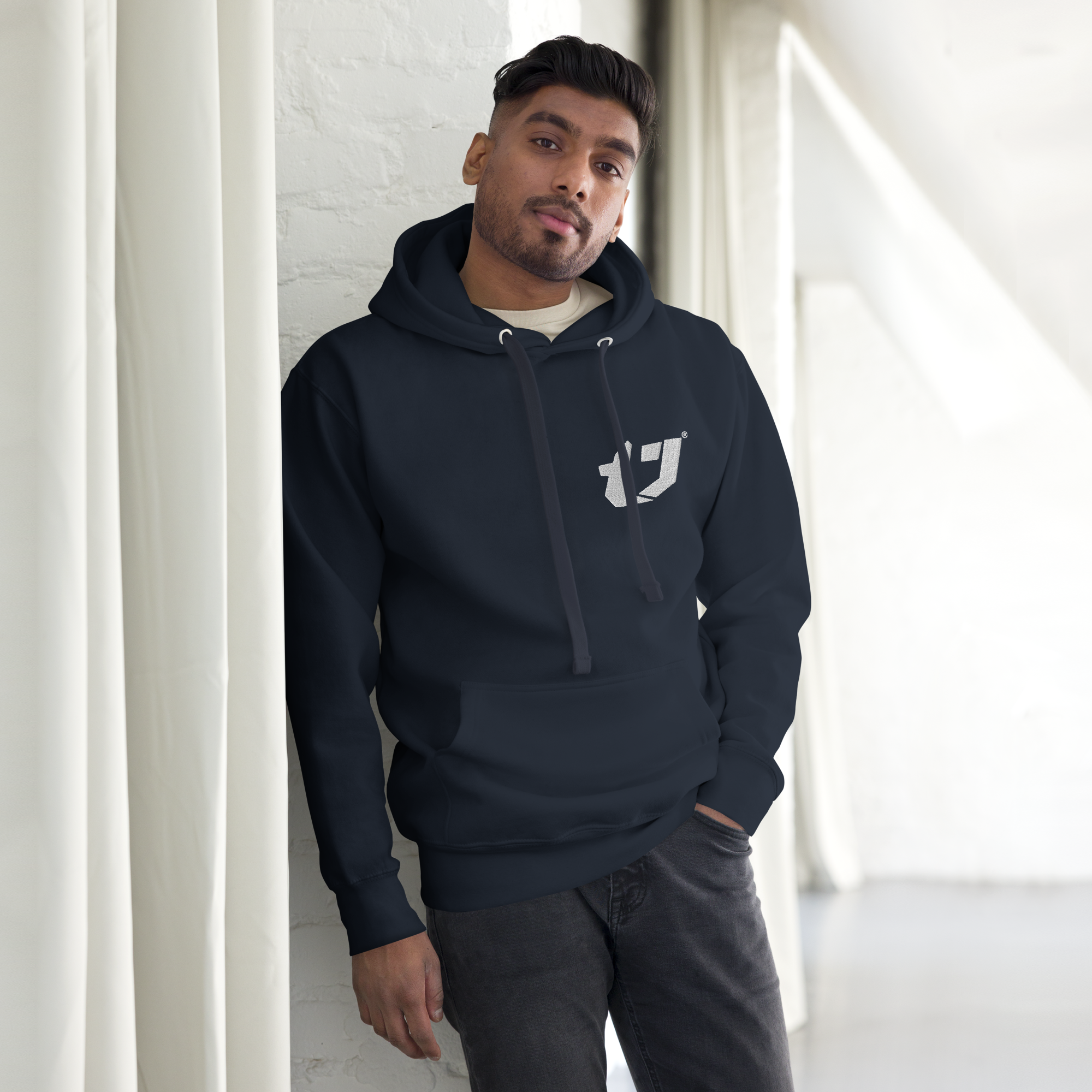 N'Trench Men/Guys Embroidery White Logo Premium Hoodie